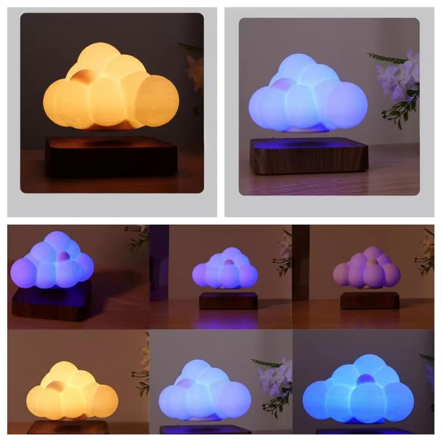 Color Changing Floating Cloud Touch Lamp with Magnetic Levitation – LED Ambient Light, Night Lamp, and Decorative Lamp for Bedroom, Living Room, and Kids’ Rooms