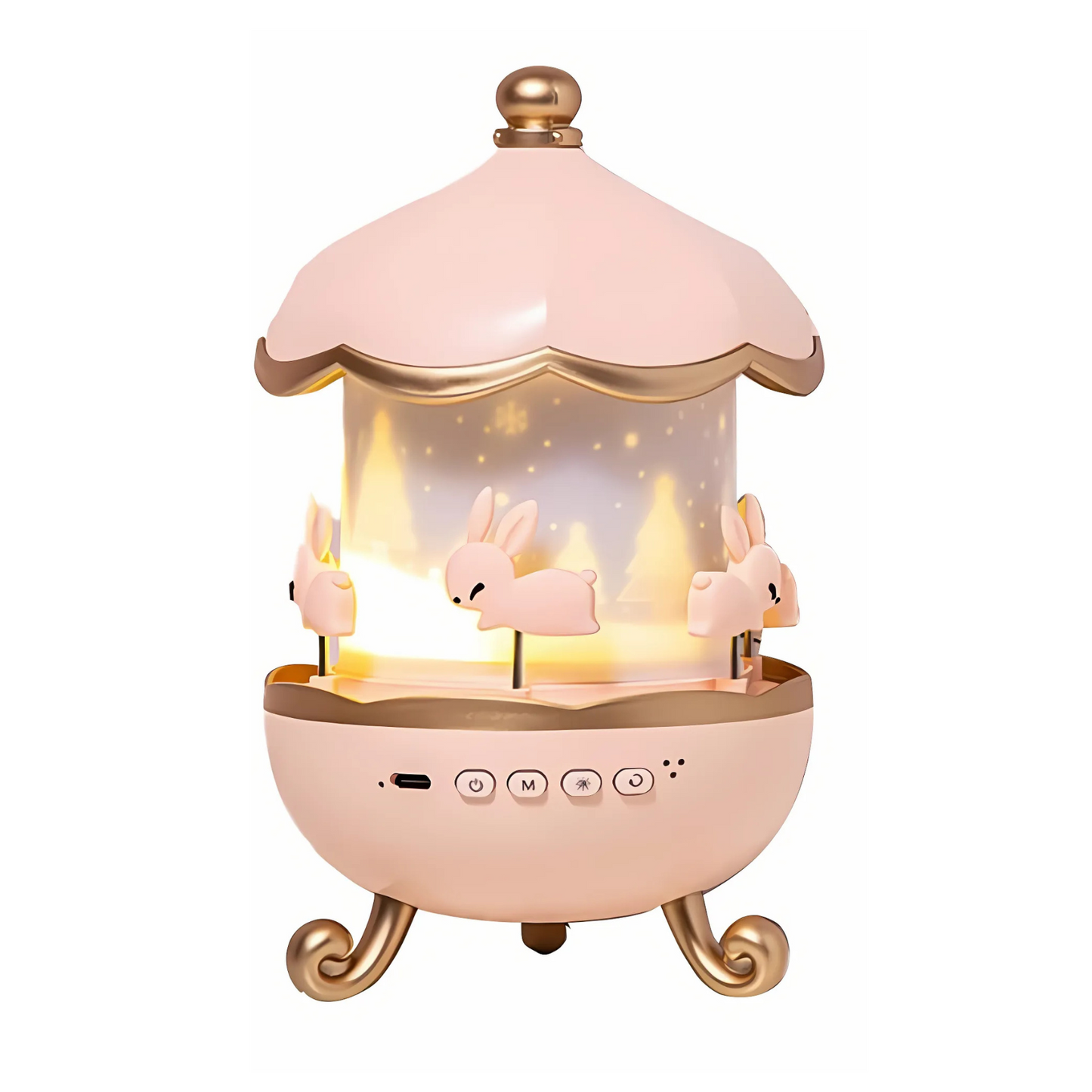 Rotating Projector Lamp with Music, 6 & 12 Theme Projections, 5 Soothing Sleep Melodies, Color-Changing Lights, Portable & Rechargeable Night Light for Kids & Adults