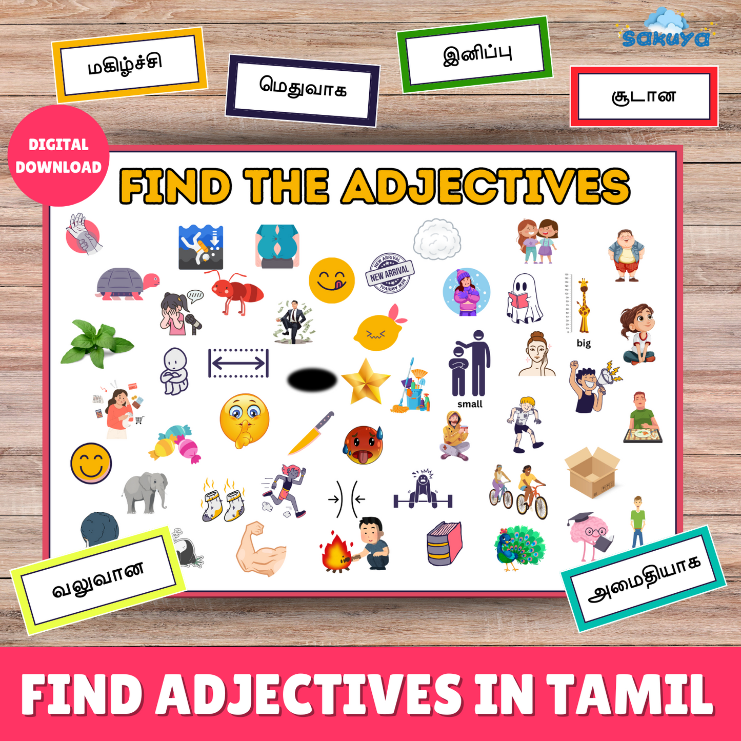 Find the Adjectives Worksheet with Answer Key in Tamil | Printable Grammar Worksheet
