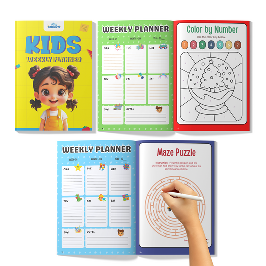 Sakuya Kids Weekly Planner | Fun & Colorful Planner for Children | Daily Schedule, Goal Tracker, To-Do List & Habit Chart | Perfect for School, Home & Time Management