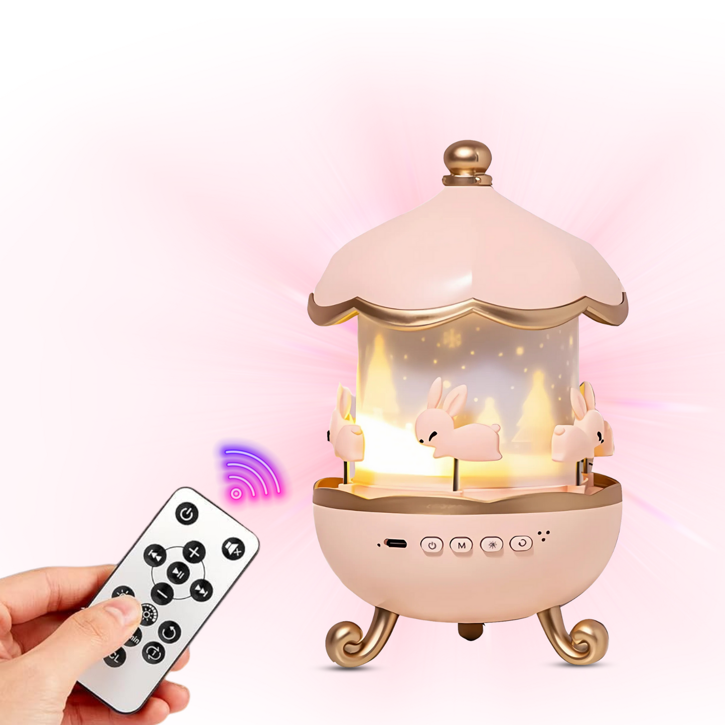 Rotating Projector Lamp with Music, 6 & 12 Theme Projections, 5 Soothing Sleep Melodies, Color-Changing Lights, Portable & Rechargeable Night Light for Kids & Adults