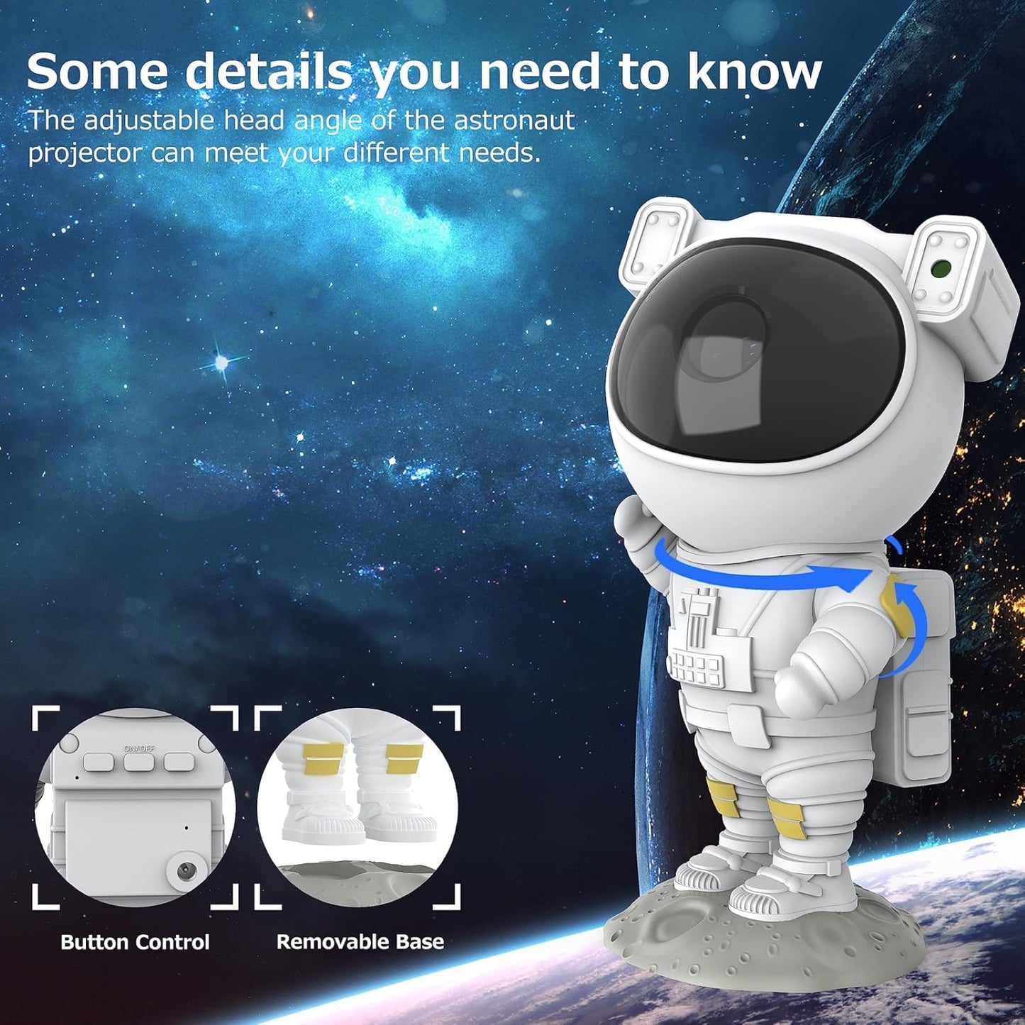 Astronaut Projector Night Lamp with Remote Control - Starry Sky Projector Night Light for Bedroom, Lights for Room, Bedroom, Living Room, Space Nebula Night Light for Aesthetic Room Decor