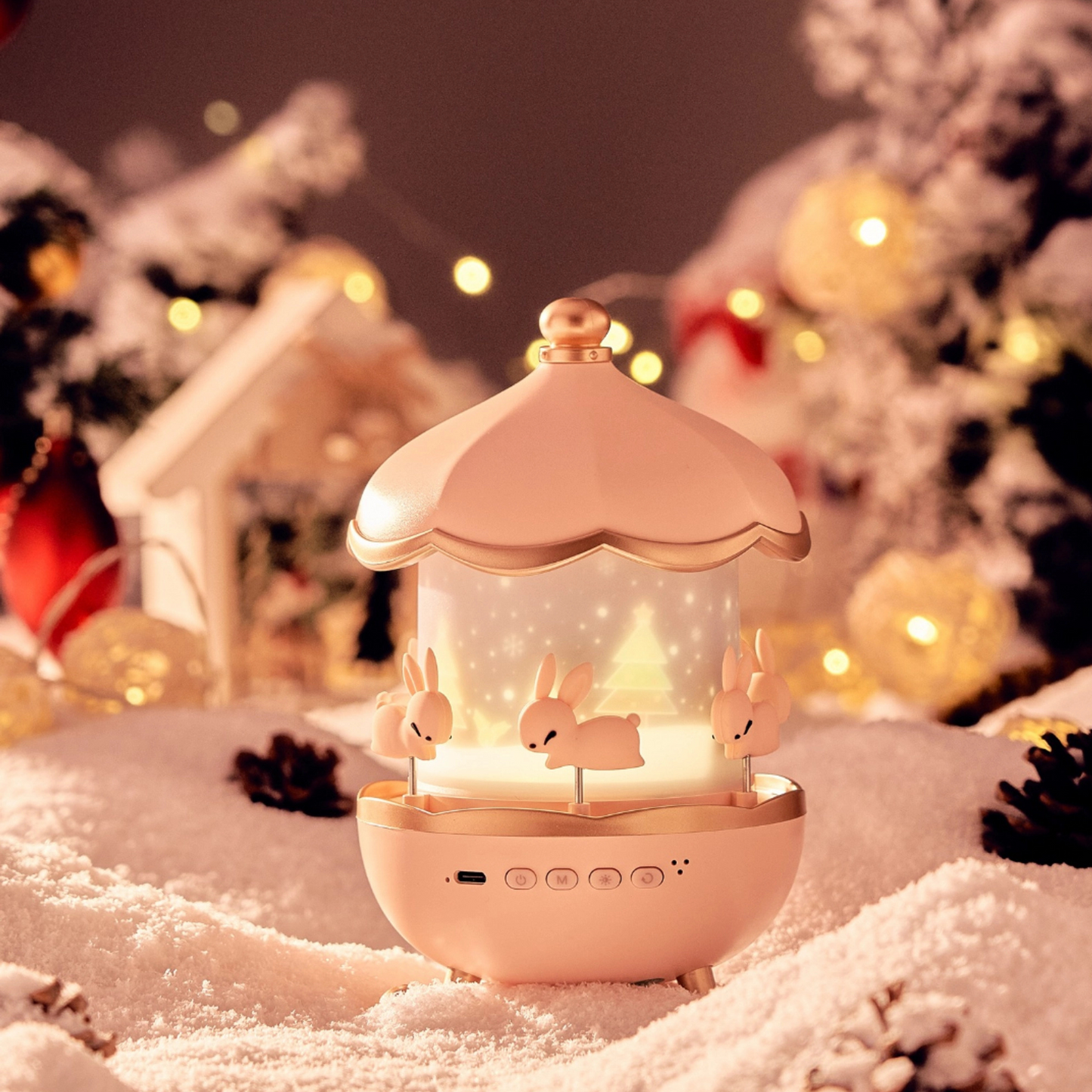 Rotating Projector Lamp with Music, 6 & 12 Theme Projections, 5 Soothing Sleep Melodies, Color-Changing Lights, Portable & Rechargeable Night Light for Kids & Adults