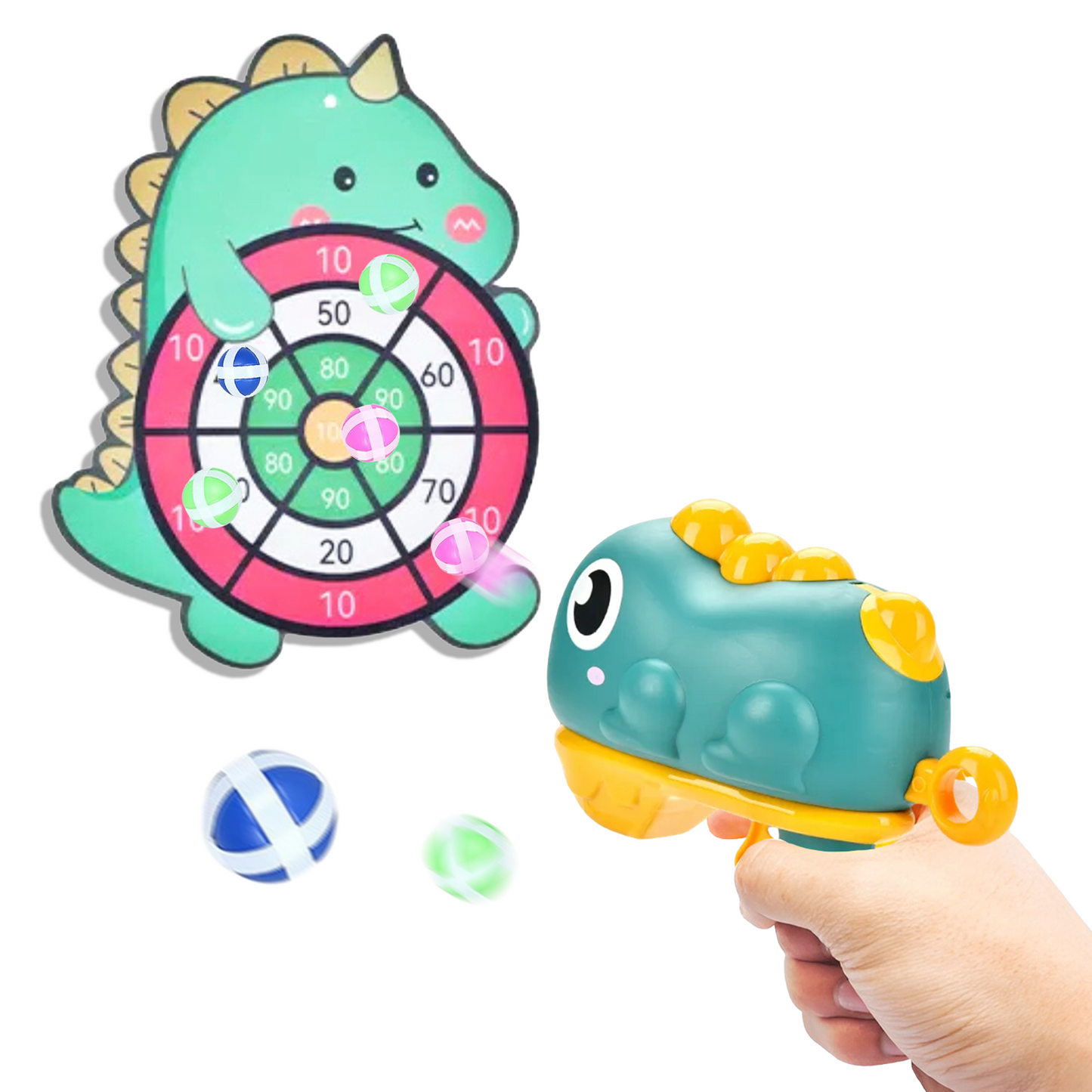 Sakuya Dino Shooting Toy for Kids | Fun Handheld Air Blaster with Cute Dinosaur Design, Easy-to-Use Trigger, Safe Plastic Build, No Batteries Needed, Great Gift for Kids