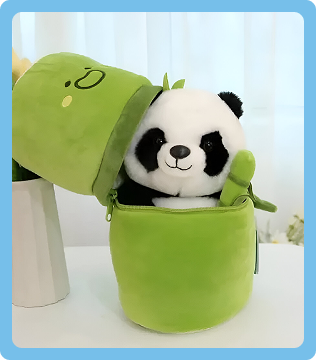 Reversible Bamboo Panda Plush Toy – Soft Toys for Kids, Cute Panda Stuffed Animals, Plushies for Girls, Panda Teddy with Bamboo bag, Soft Toys for Baby Girl, Small Soft Plushies for Baby Boys , size 30 cms