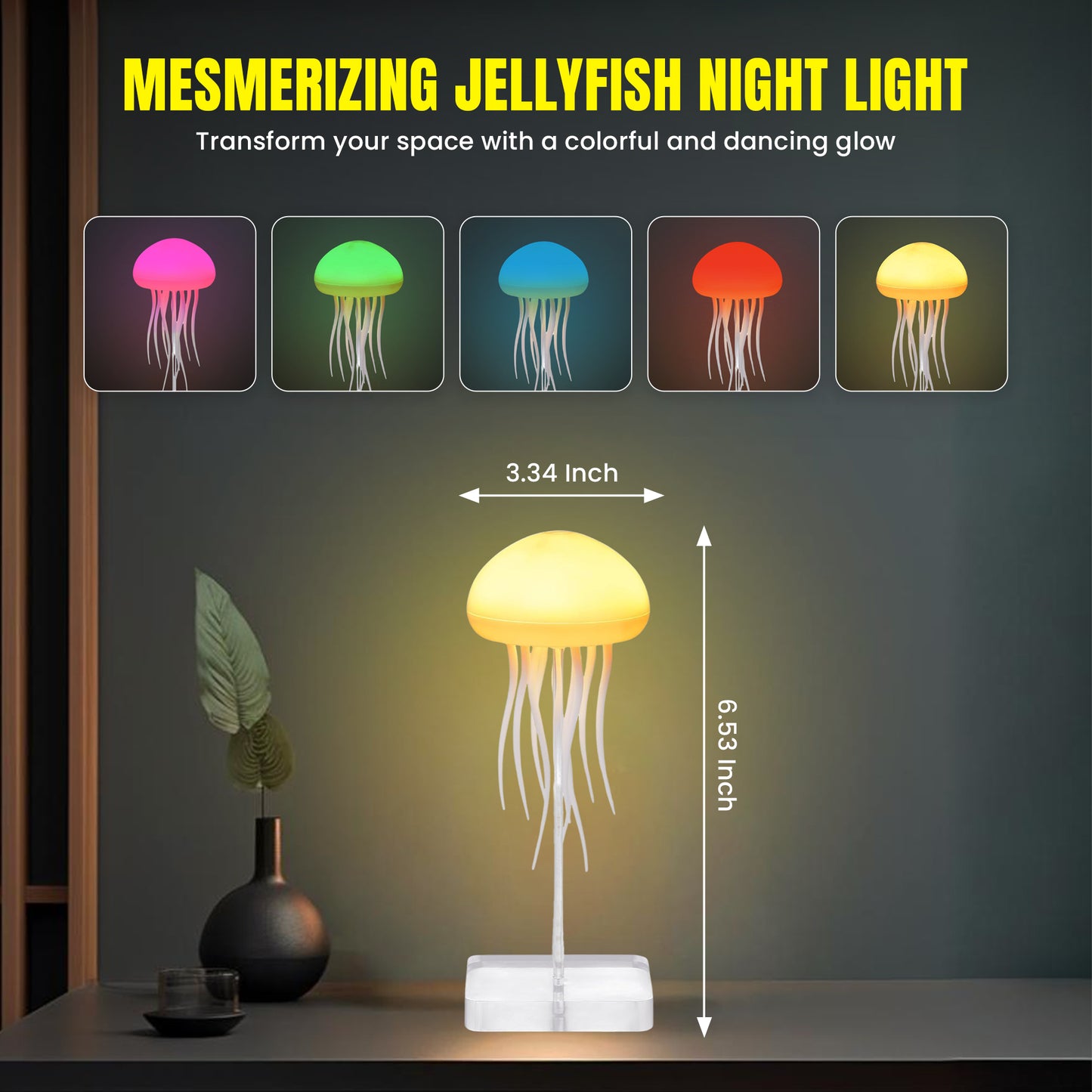 Glowing Jellyfish Lamp | Realistic Floating Effect | Soft LED Night Light for Relaxation & Decor | Lamp for Bedrooms, Living Rooms, and Offices | Creates a Calm Ambiance