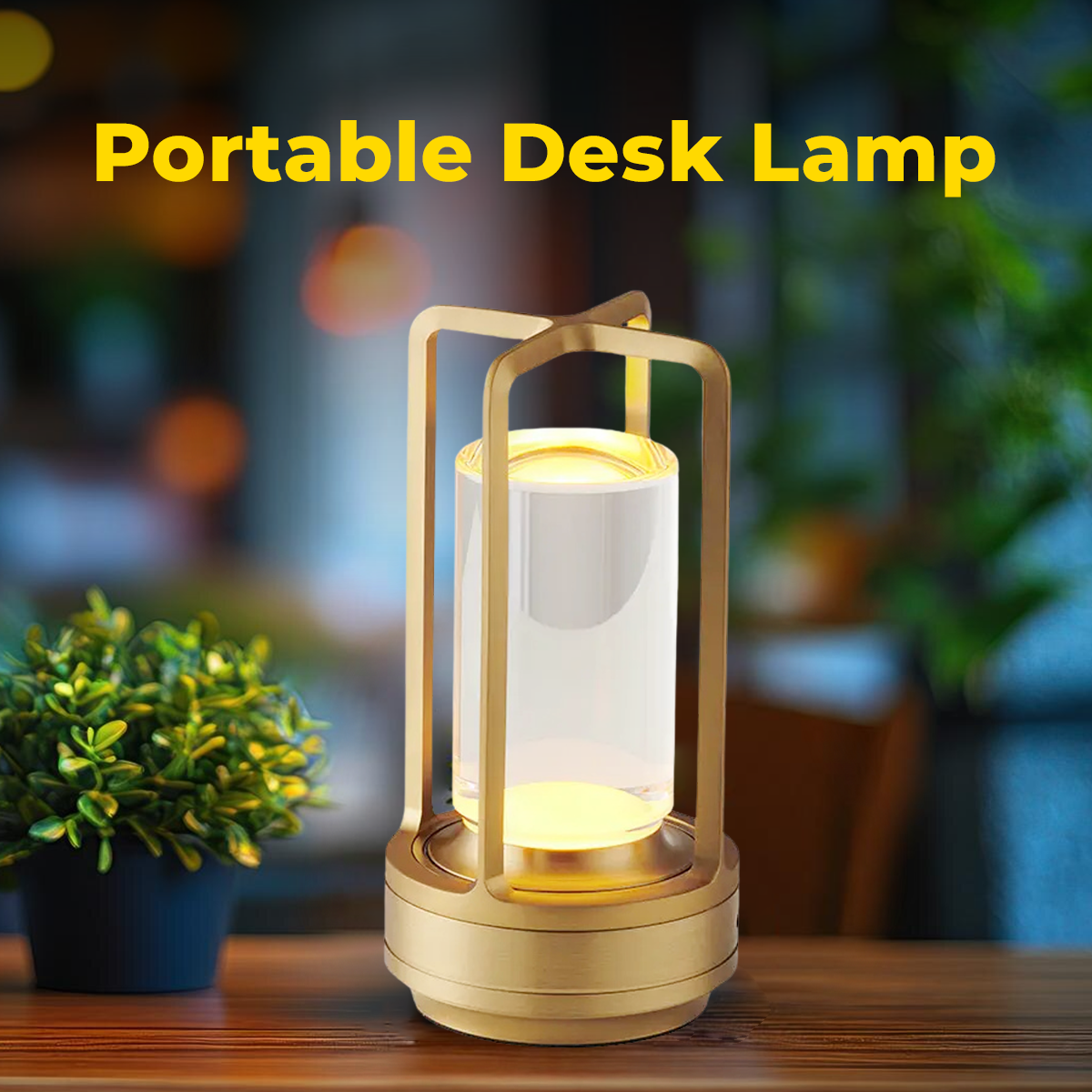 Premium Golden Touch Lamp with Crystal Glass Design, Three-Color Dimming, Rechargeable Portability, Durable Build, and Universal USB Charging Compatibility