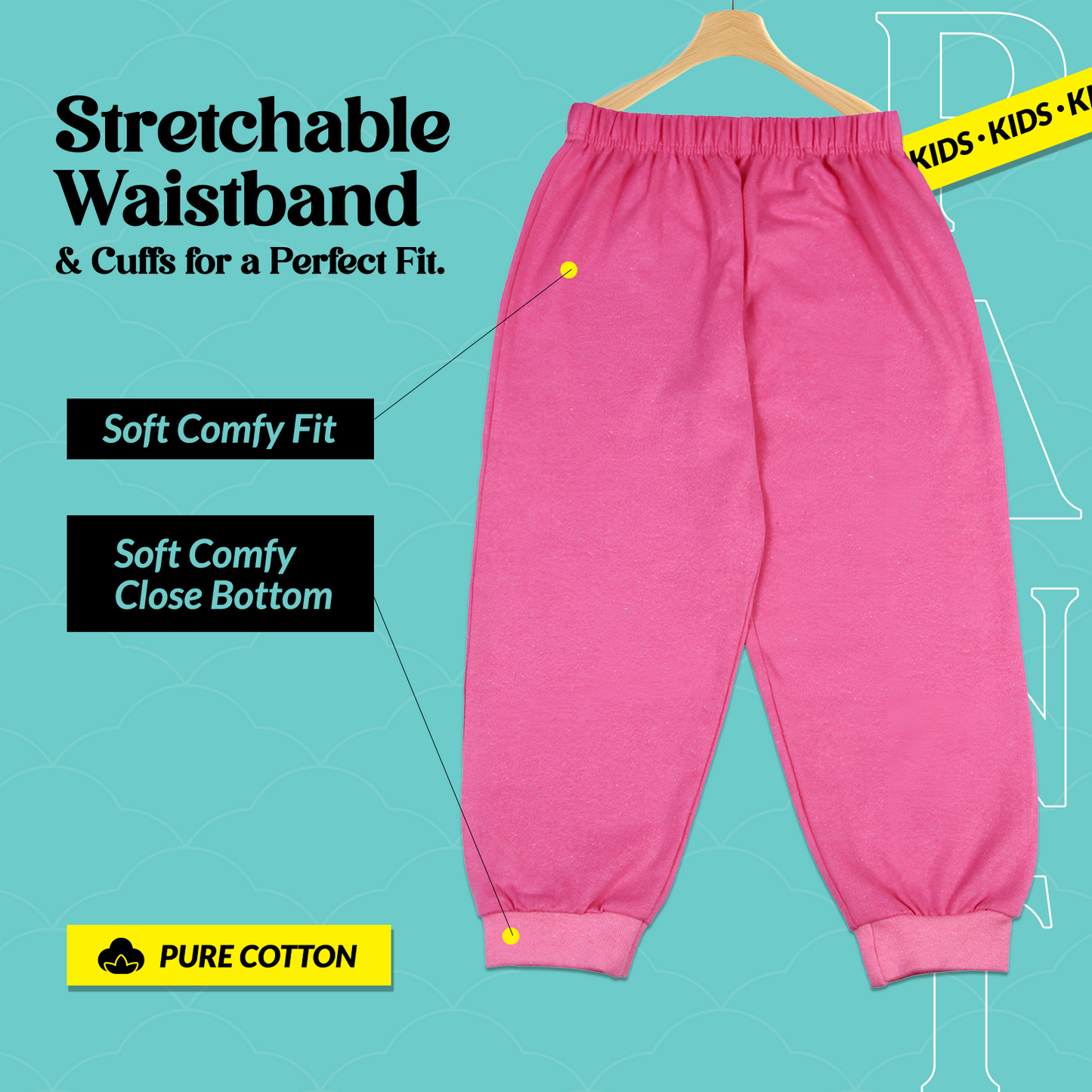 Cotton Kids Jogger Pants Combo Pack of 6 | Soft & Breathable Fabric | Elastic Waistband for a Snug Fit | Stretchable Cuffs | Casual Bottoms for Boys & Girls