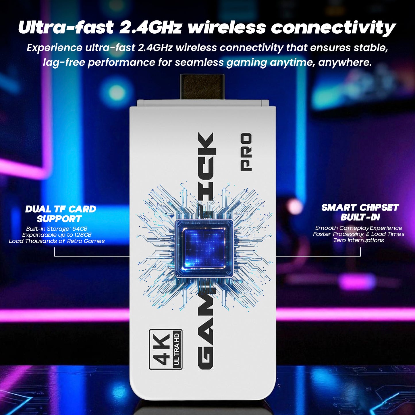 Wireless Video Games Console with 10000+ Retro Games, HDMI Plug and Play, Dual 2.4G Controllers, Portable Design, Supports Emulators, Multiplayer & TV Compatibility