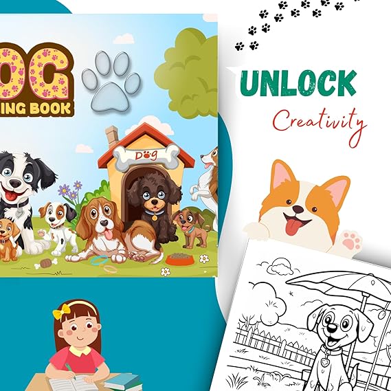 Sakuya Dog Colouring Book for Kids | Art and Activity Book for 5 Year Old | Kids Colouring Books with Dog Drawings | Colour Books for 3 Year Old Children | Kids Drawing Book