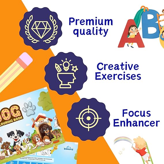 Sakuya Dog Colouring Book for Kids | Art and Activity Book for 5 Year Old | Kids Colouring Books with Dog Drawings | Colour Books for 3 Year Old Children | Kids Drawing Book