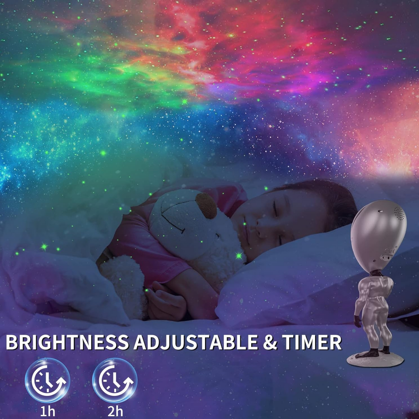 Starry Night Projector with AlienDesign, Galaxy Projector for Kids, Light Decor for Bedroom, Nebula Lamp for Room Decor, AlienProjector for Ceiling, Cute Night Lamp for Bed and Kids