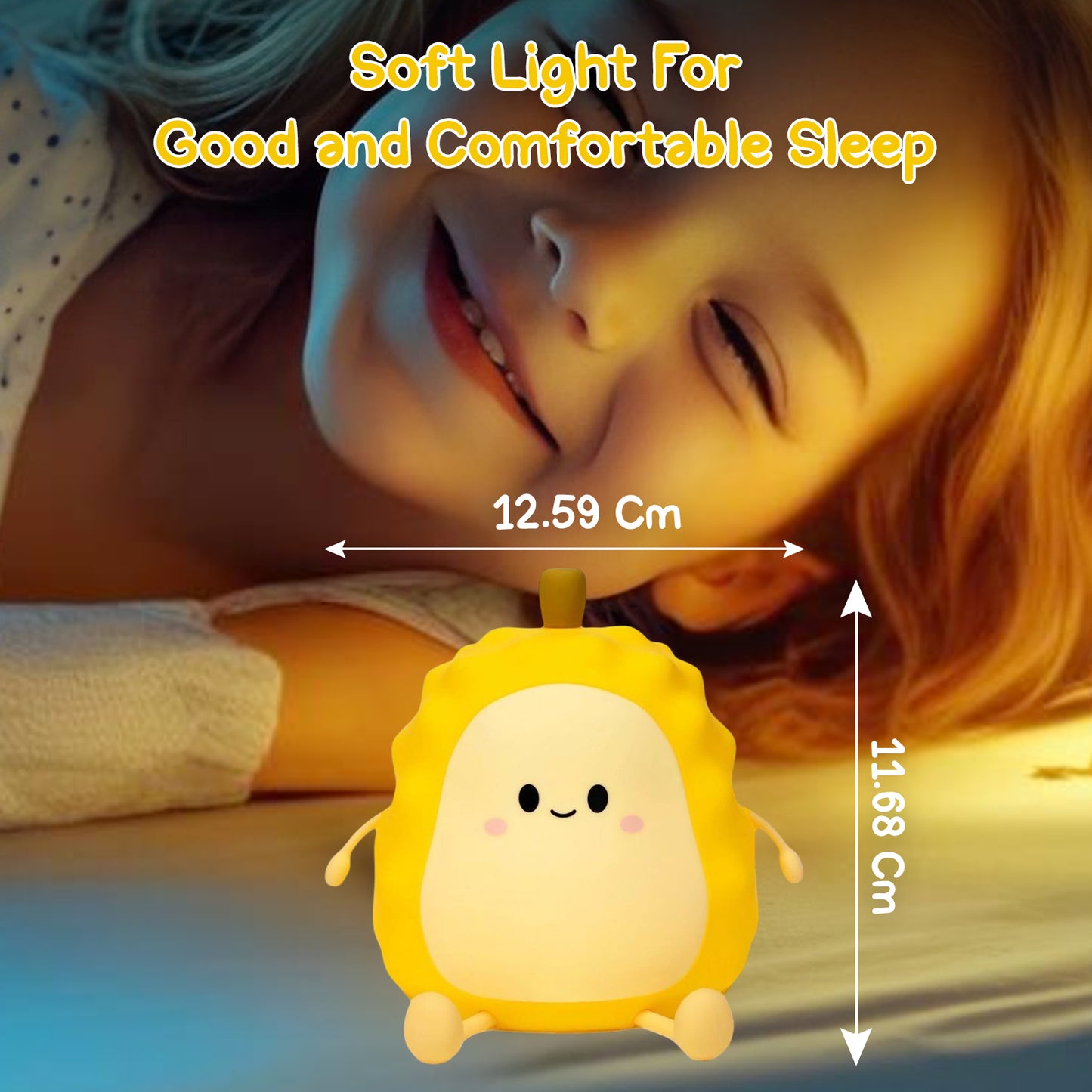 Sakuya Durian Silicone LED Night Light – Cute Rechargeable Bedside Lamp for Kids & Adults, Soft Touch Nursery Night Lamp, Bedroom Home Décor Gift