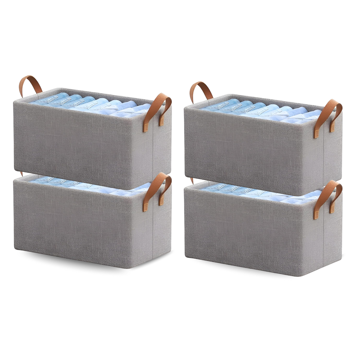 Sakuya Foldable Cloth Basket for Storage with Metal Frame and Handles| Clothes Organizer for Wardrobe, Wardrobe Organizer for Clothes, Toys, Shelves