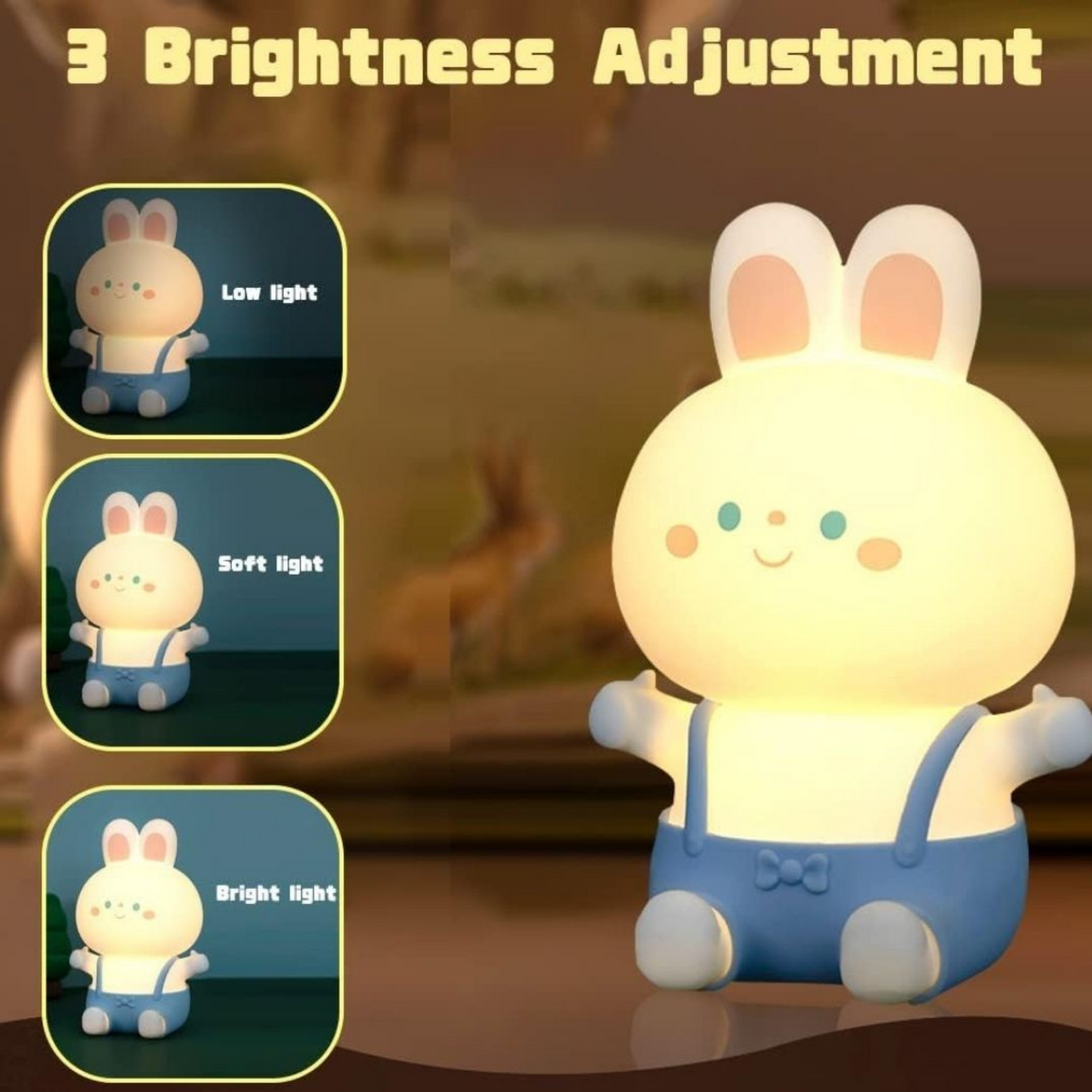 Bunny Lamp - Cute Bunny Silicone Night Lamp for Kids, Rechargeable Night Light for Bedroom, Animal Lamp for Kids Room, Soft Silicone Cute Lamps, Bunny Gifts for Girls and Boys
