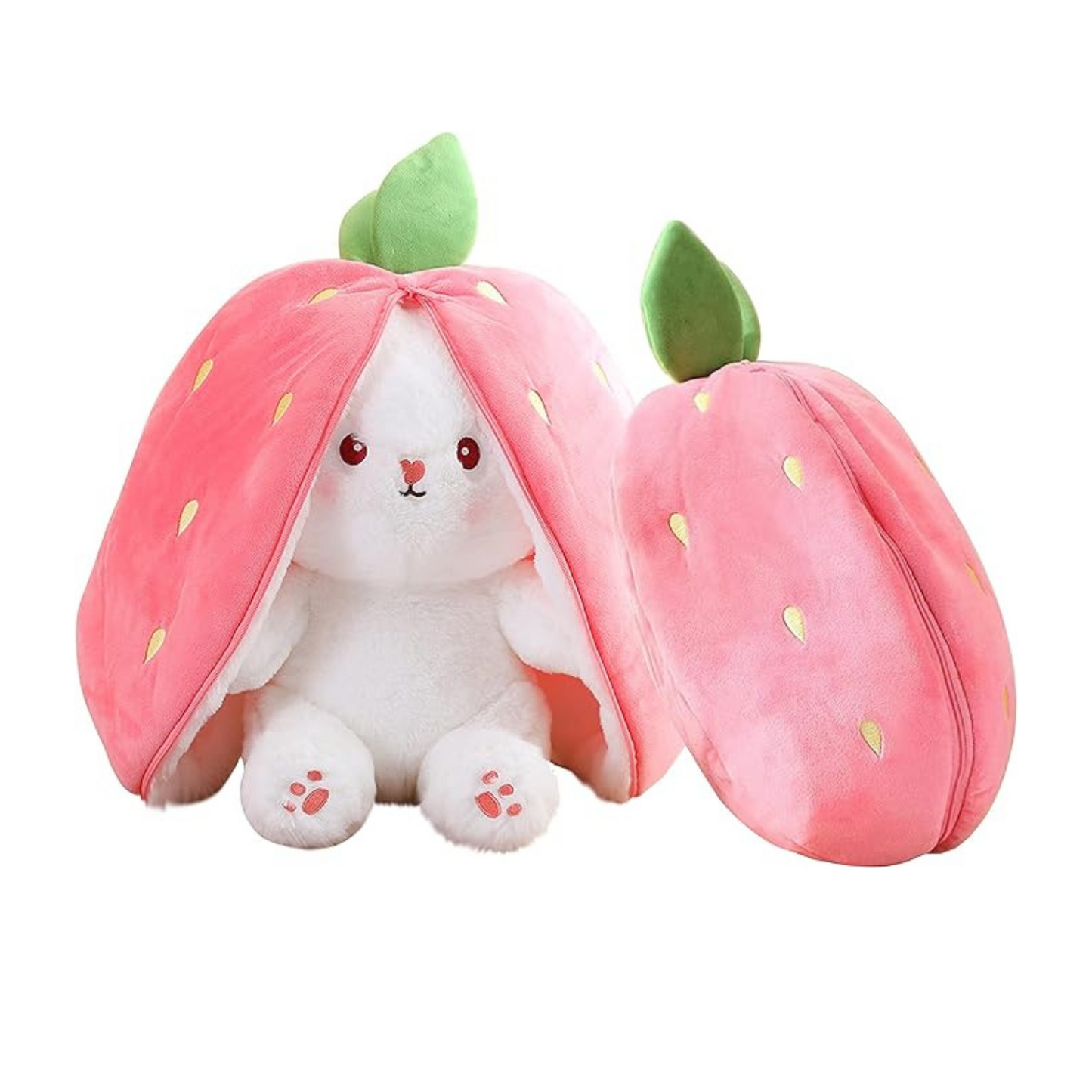 Reversible Strawberry - Carrot Bunny Soft Toy – Perfect Plush Toy for Girls, Cute Soft Toys for Baby Girl, Stuffed Rabbit Toy for Kids, Ideal Soft Toys for Newborn Baby and Gift for Girls