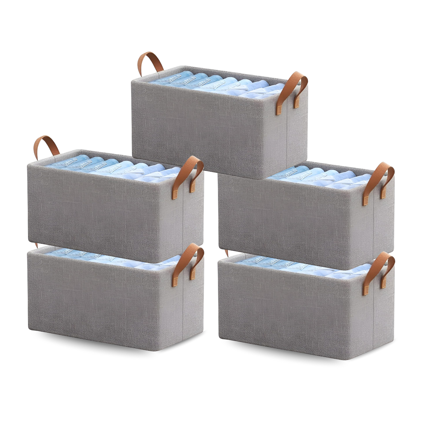 Sakuya Foldable Cloth Basket for Storage with Metal Frame and Handles| Clothes Organizer for Wardrobe, Wardrobe Organizer for Clothes, Toys, Shelves