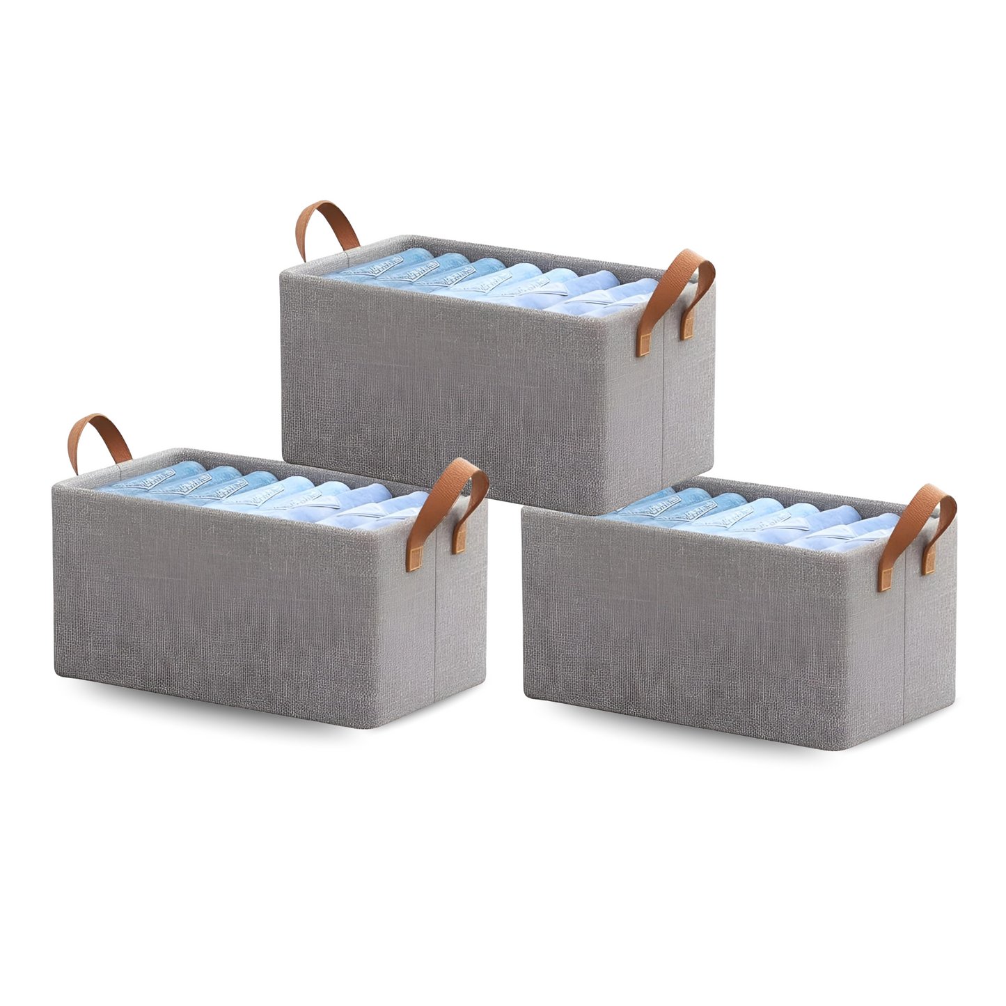 Sakuya Foldable Cloth Basket for Storage with Metal Frame and Handles| Clothes Organizer for Wardrobe, Wardrobe Organizer for Clothes, Toys, Shelves