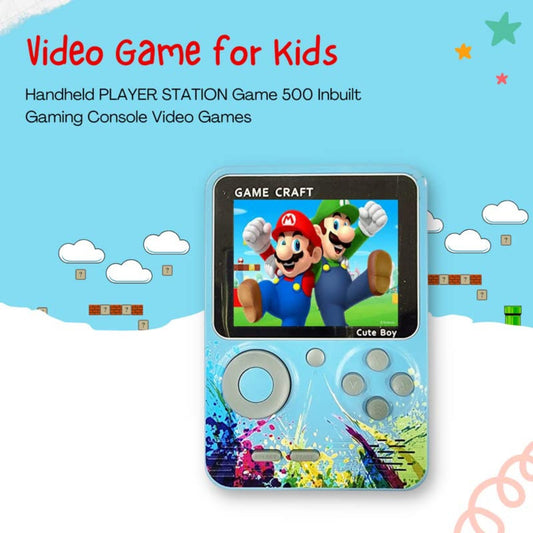 500 in 1 Handheld Gaming Console with 3 Hours Battery Backup, AV Output for TV, Backlit Screen, Built-in Retro Games, Rechargeable, Portable Design for All Ages