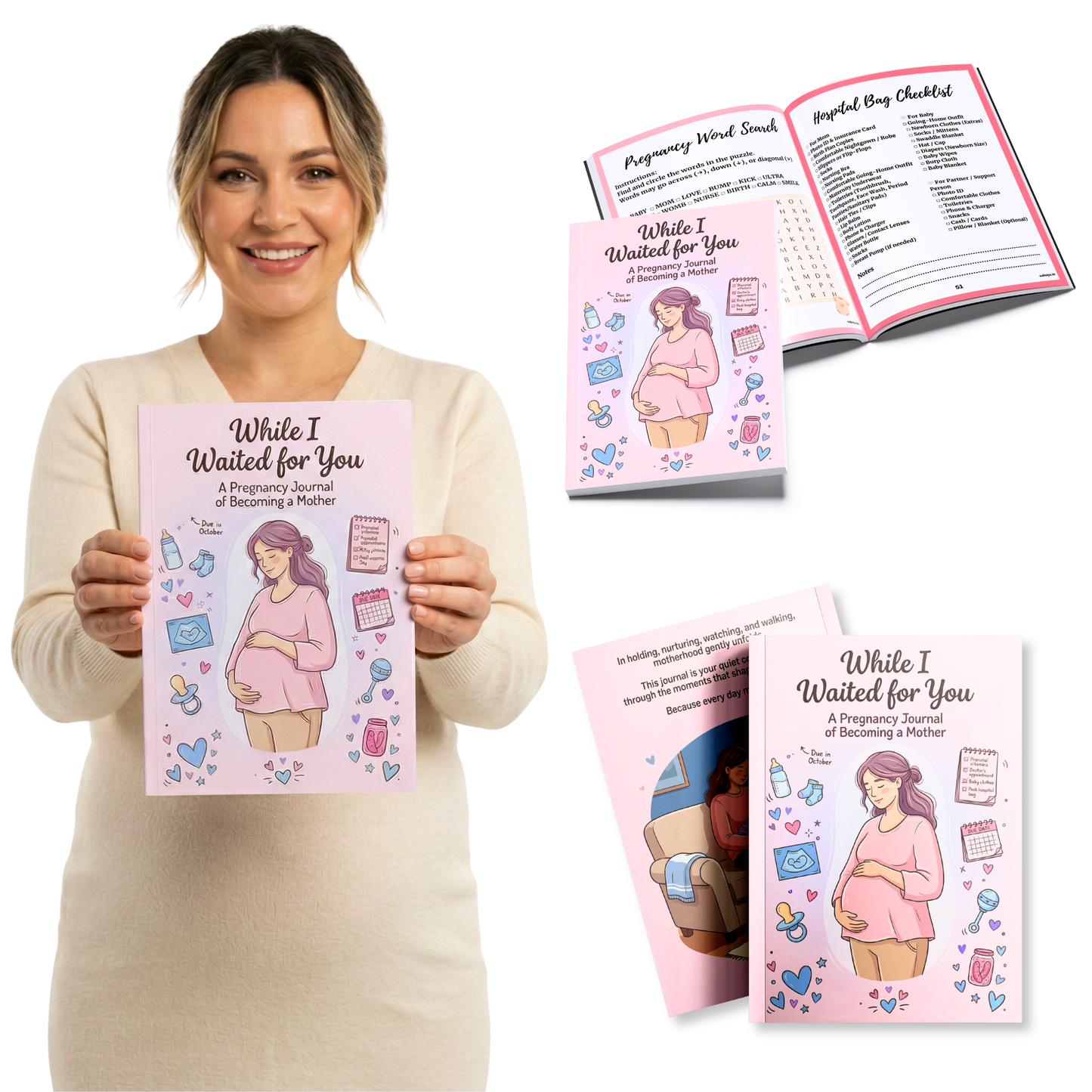 Sakuya Pregnancy Journal | Guided Pregnancy Memory Book for Expecting Mothers | Weekly Trackers, Reflections, Affirmations and Baby Keepsake Pages