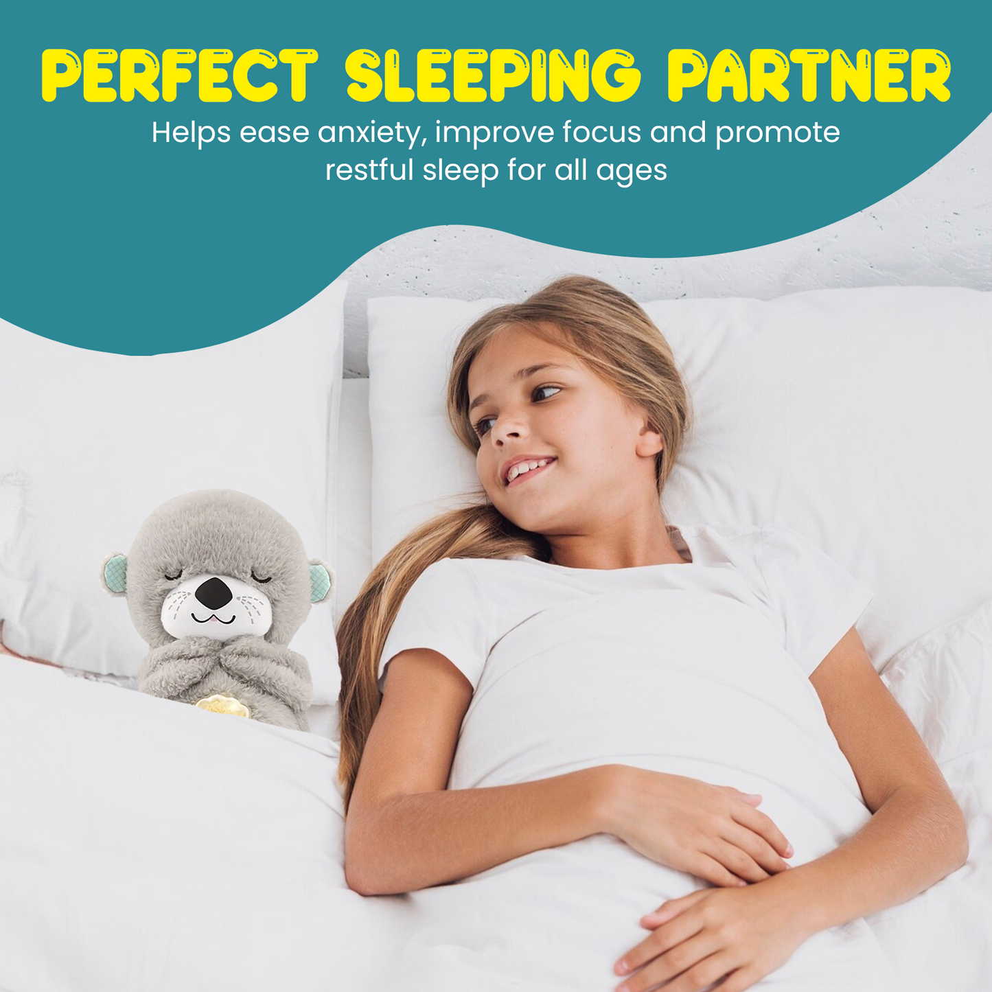 Sakuya's Breathing Teddy Bear with Music, Sound, Light for Baby Sensory Sleep Lights Rhythmic Soft Toy| Best Gift for Kids| size 30cms