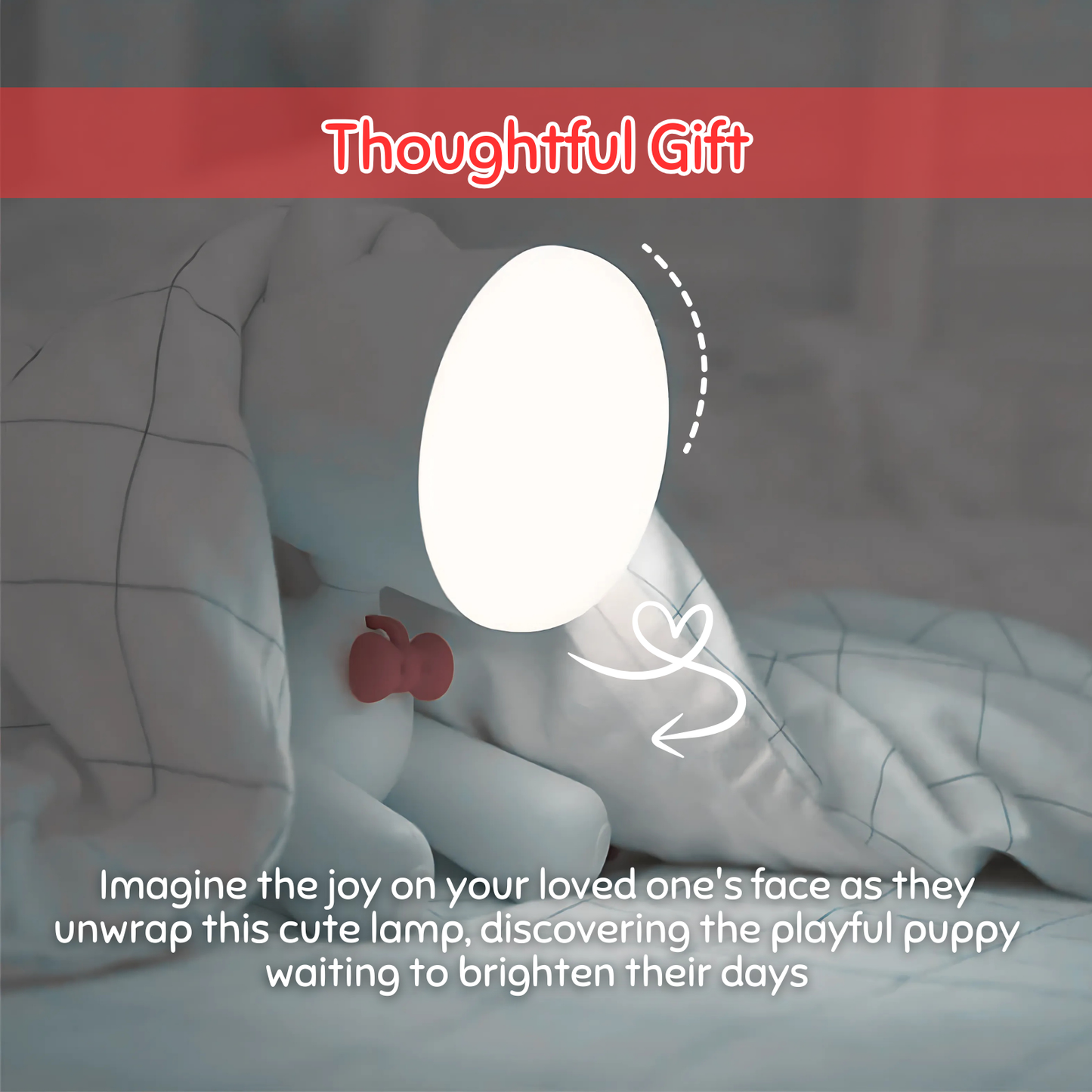 Puppy LED Tail Switch | Decorative LED Desk Lamp for Bedroom, Study, Living Room, and Kids' Rooms | Ambient Light, Night Lamp, Functional Table Lamp, and Adorable Home Decor Piece