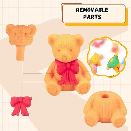 Sakuya Collectible 3D Animal Erasersr 4 Nos - Great for Classroom Rewards, Party Favors, Games, Prizes & Collection -Suitable for Prizes, Party Favors, School Supplies, Arts & Crafts-Set of 1 Box