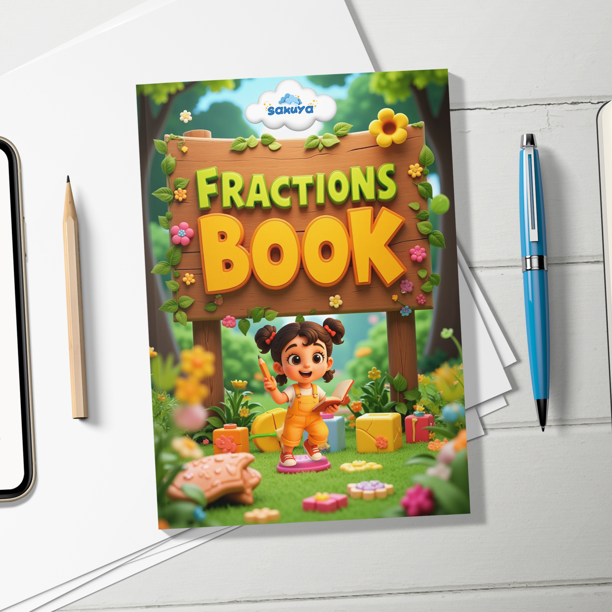 Sakuya Fraction Puzzle Book for Kids Ages 7-10 | Fun Math Activity Wor