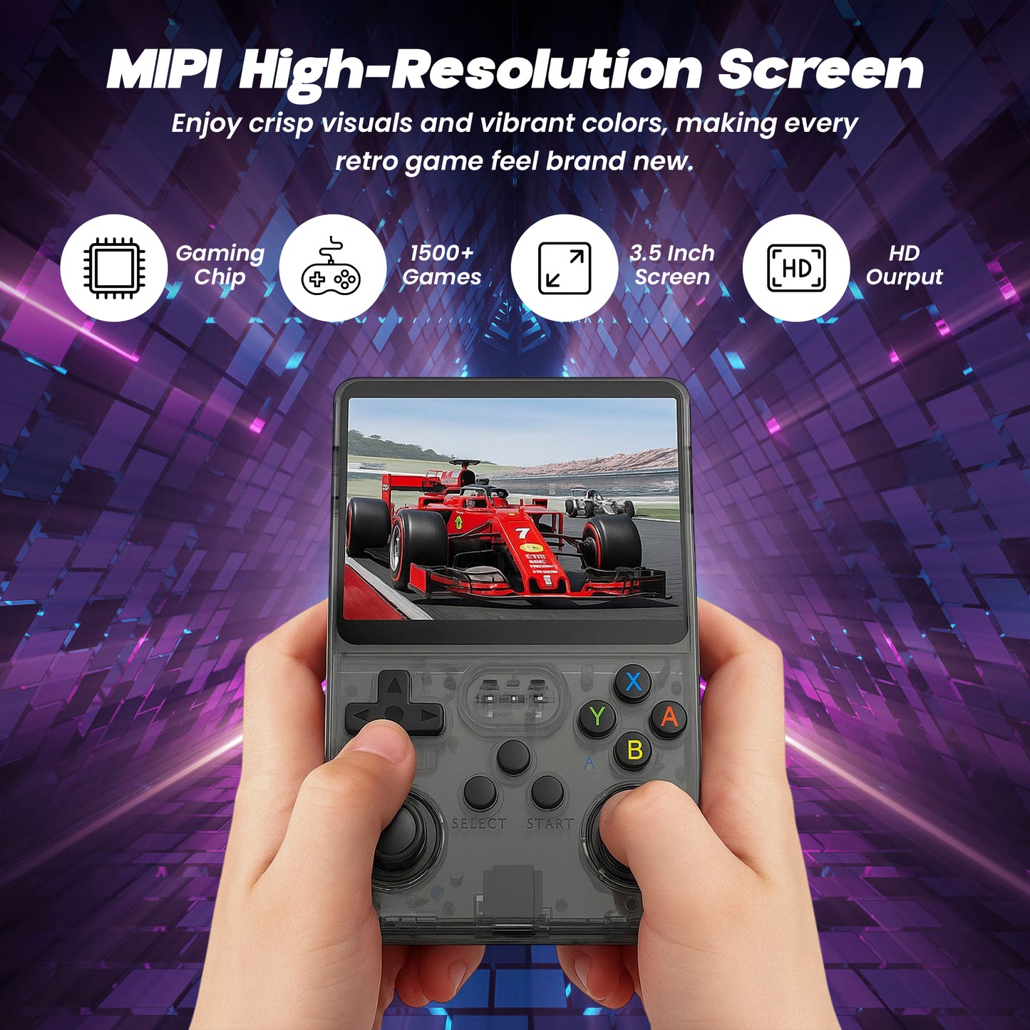 Sakuya Handheld Game Console with 3.5-Inch IPS Display, 10000+ Retro Games for Kids and Adults, Dual 3D Joysticks, 3200mAh Battery, Fast Charging, Linux System for Smooth Gameplay R365