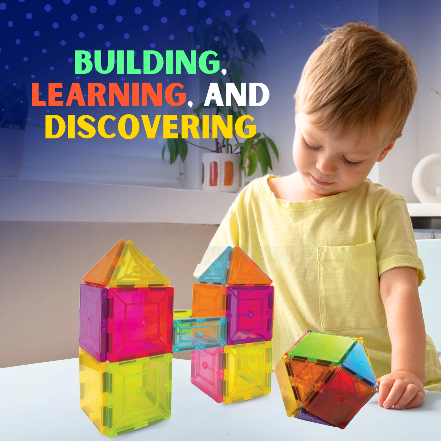 Magnetic Blocks STEM Toy for Kids | Colorful 3D Building Tiles for Creativity, Problem-Solving & Motor Skills | Fun Learning Construction Set for Boys & Girls Ages 3+