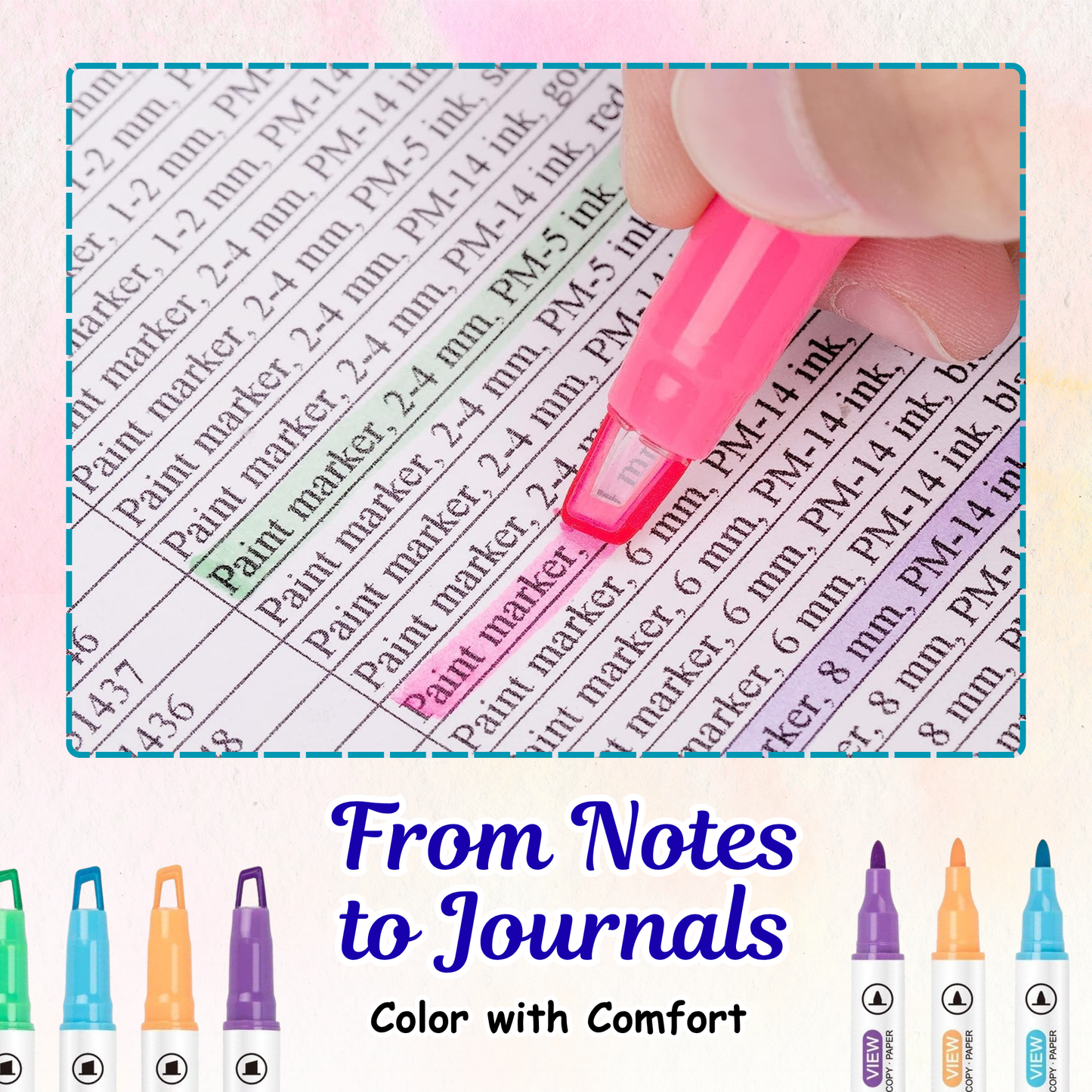 Sakuya Twinliner Highlighter Pens with Dual Tips for Study, Office, Journaling, Color Coding, Smooth Marking, Compact Design, Non-Toxic Ink, and Comfortable Grip for Daily Use | Kawai Stationery
