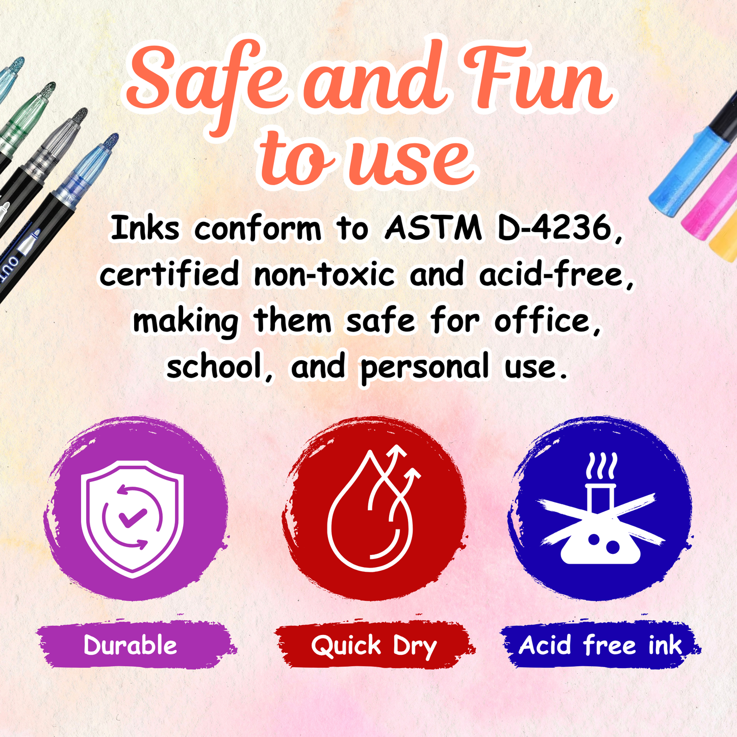 Sakuya Double Line Metallic Outline Marker Pens for Journaling, Scrapbooking, Doodles, Hand Lettering, DIY Crafts with Vibrant Colored Borders and Smooth Glitter Finish | School and Office Supplies