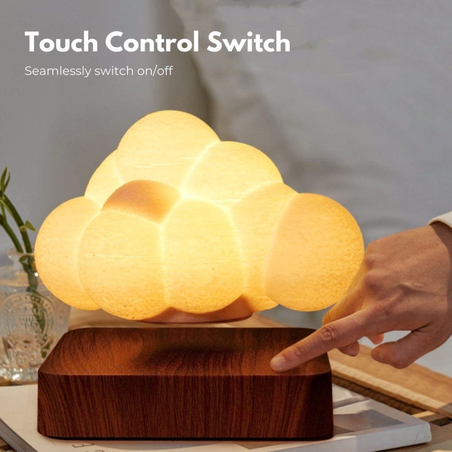 Color Changing Floating Cloud Touch Lamp with Magnetic Levitation – LED Ambient Light, Night Lamp, and Decorative Lamp for Bedroom, Living Room, and Kids’ Rooms