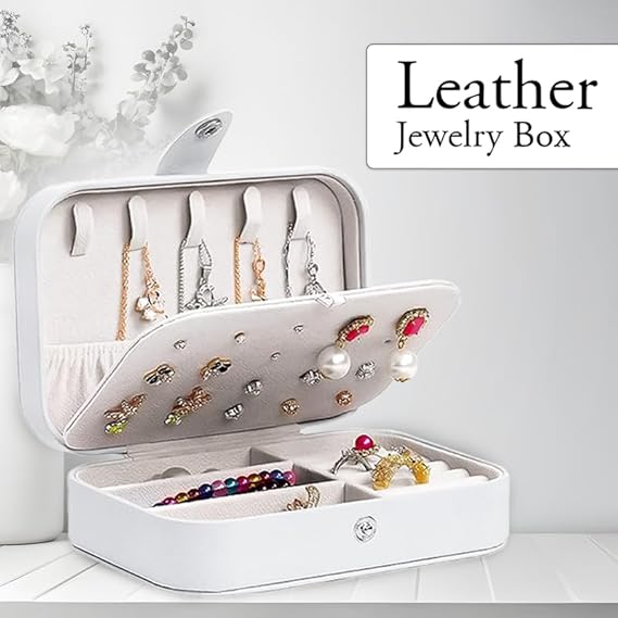 Sakuya PU Leather Jewellery Box for Earring Rings Necklace Jewellery Holder Organizer Case, Suitable for Rings, Earrings, Necklaces & Bracelet Organizer - Gifts for Girls Women