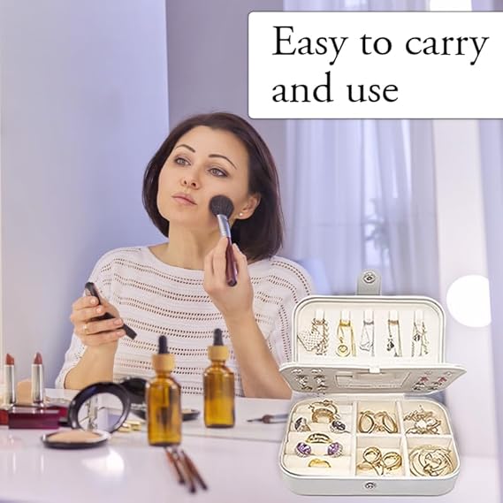 Sakuya PU Leather Jewellery Box for Earring Rings Necklace Jewellery Holder Organizer Case, Suitable for Rings, Earrings, Necklaces & Bracelet Organizer - Gifts for Girls Women