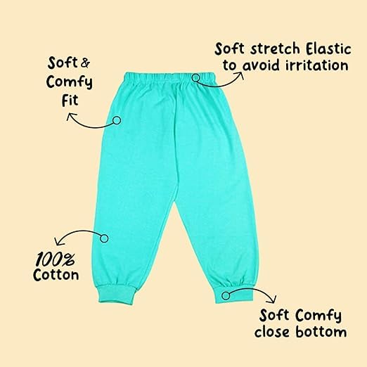 Sakuya Kids Track Pants for Boys & Girls (Blue) - 100% Cotton Regular Fit Daily Use Pants | Comfortable & Easy to Wear Trendy Nightwear | Stretchable Pants - Pack of 1, Sleepwear