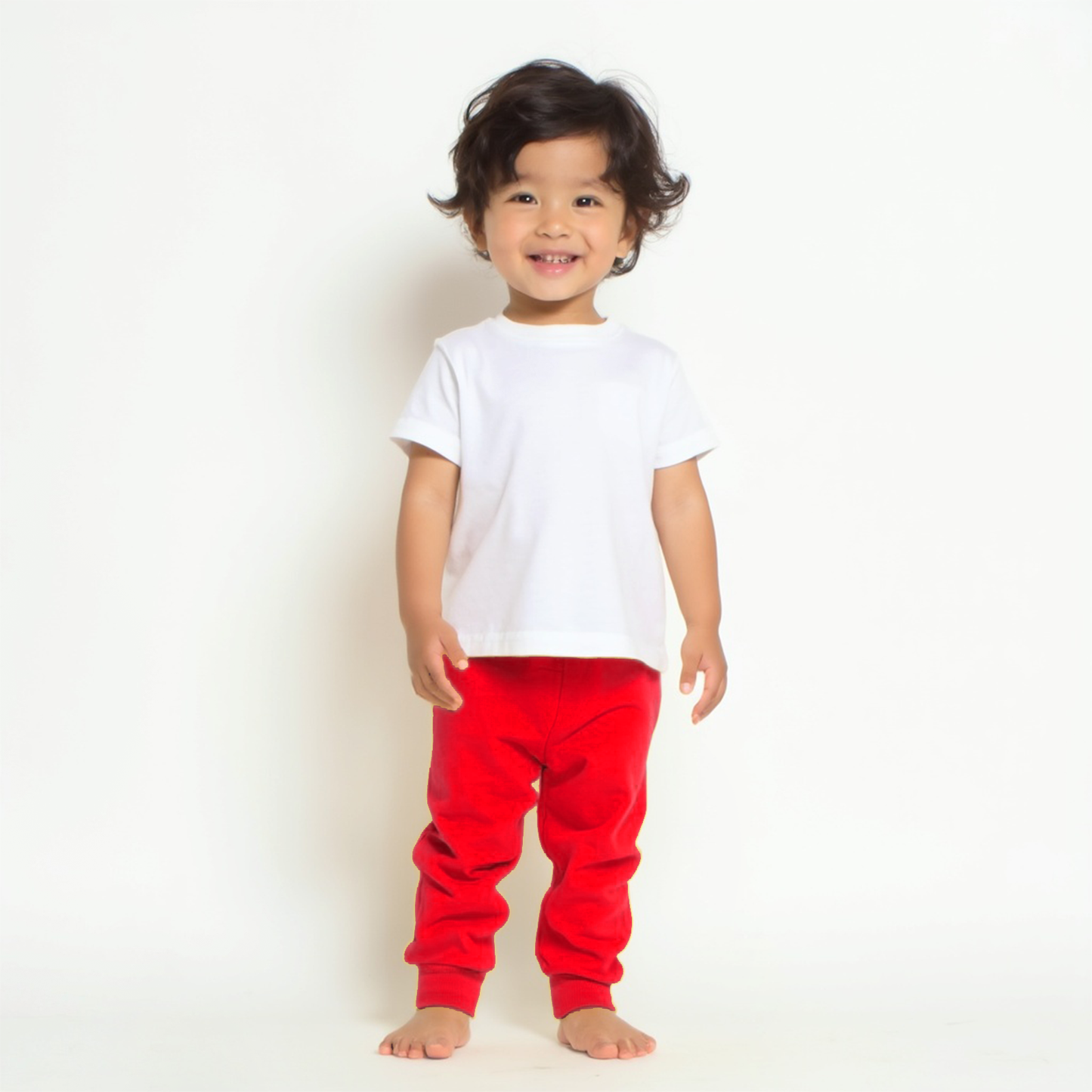 Sakuya Breathable Cotton Set of 1 Pant Set for Nightwear Sleepwear Casual Travel for Unisex Kids Boys Girls-Red