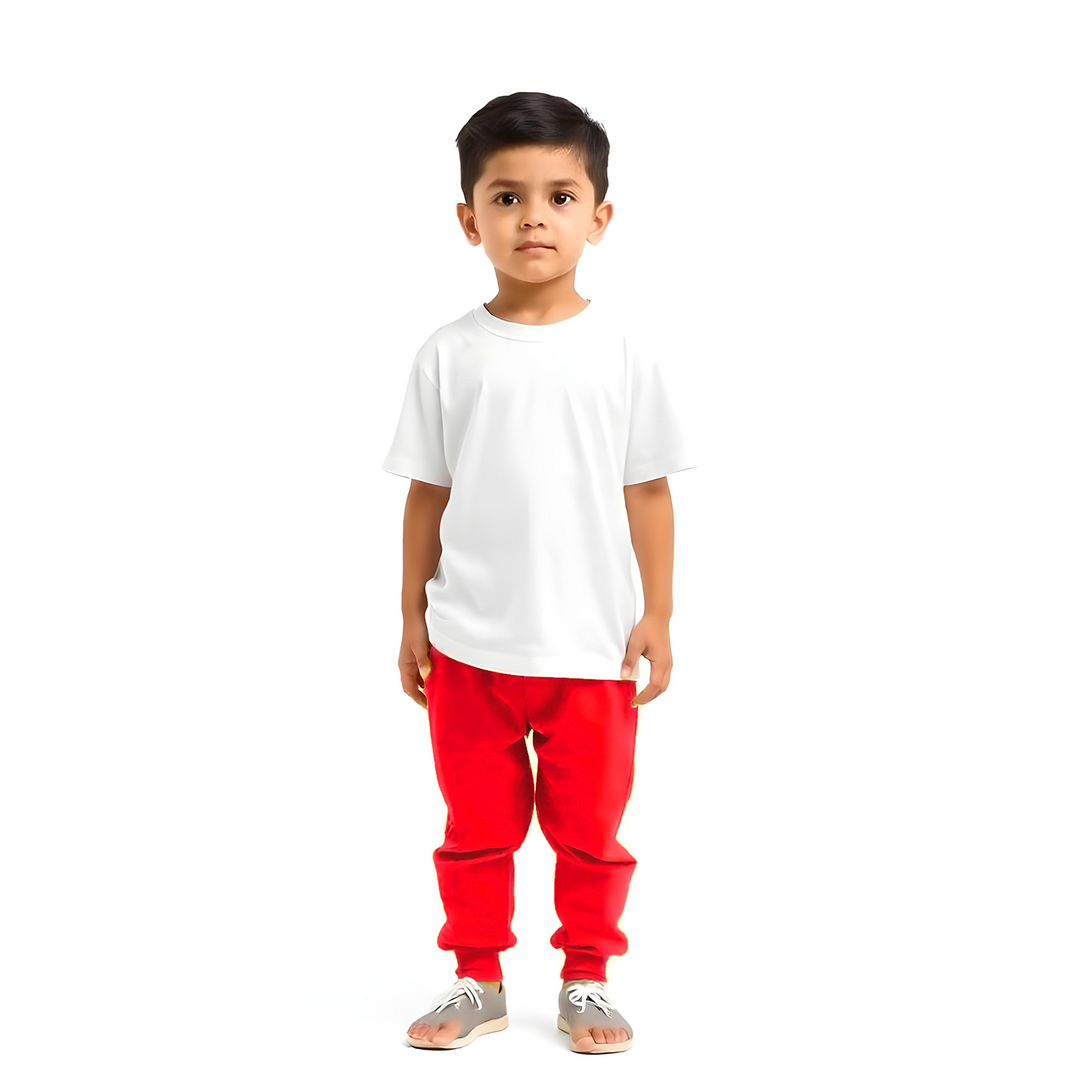 Sakuya Breathable Cotton Set of 1 Pant Set for Nightwear Sleepwear Casual Travel for Unisex Kids Boys Girls-Red