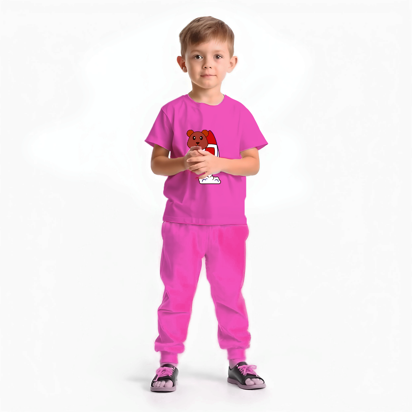 Sakuya Kids Clothing Set Night Suits Round Neck Full Sleeve T-Shirt & Pant Soft, Breathable 100% Cotton Sleepwear for Baby Boys & Girls - Pajamas Set | Unisex Kids Dress Sleepsuits Pack of 1, Pink