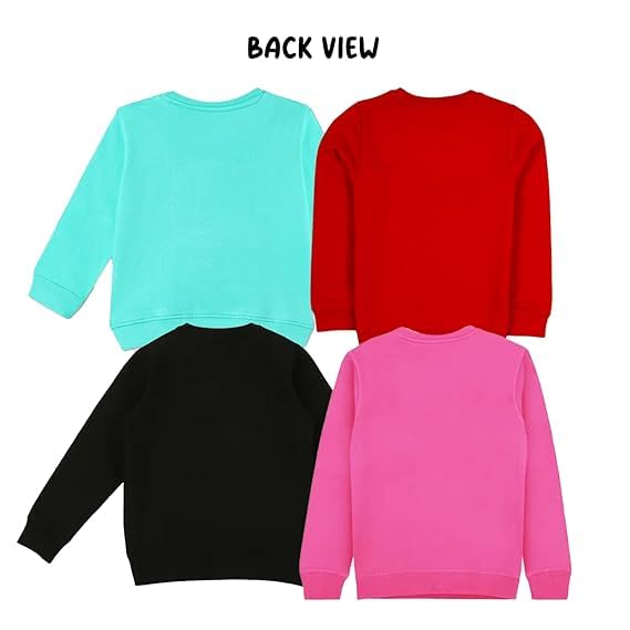 Sakuya Kids T-Shirt for Boys & Girls | Regular Fit Unisex Boy's Girl's Cotton Dress | Center Design Round Neck Tees | Full Sleeves Printed T-Shirts Pack of 4, Multicolour