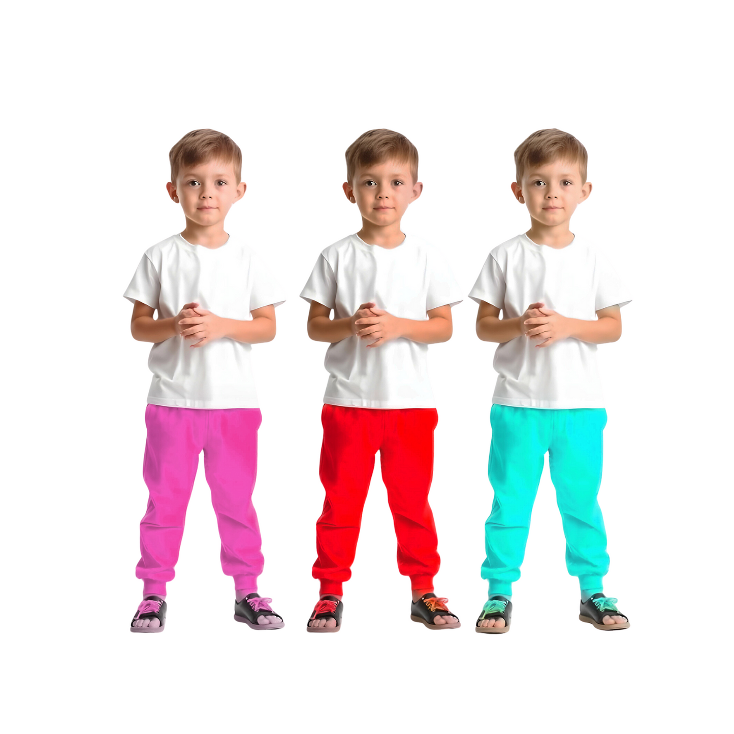 Sakuya Kids Track Pants for Boys & Girls - 100% Cotton Regular Fit Daily Use Lower Pants | Comfortable & Easy to Wear Trendy Nightwear | Stretchable Pants -RED,Pink,Blue Color- Pack of 3