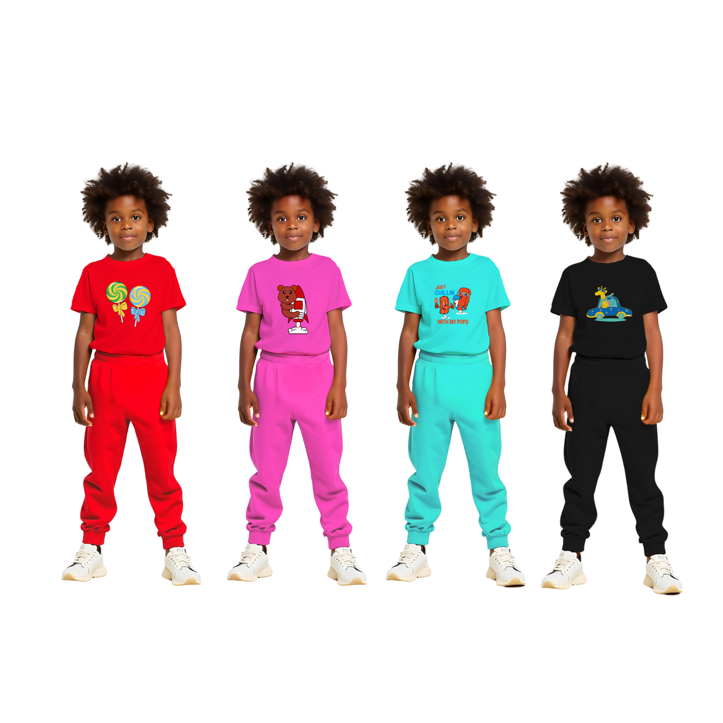 Sakuya Kids T-Shirt for Boys & Girls | Regular Fit Unisex Boy's Girl's Cotton Dress | Center Design Round Neck Tees | Full Sleeves Printed T-Shirts Pack of 4, Multicolour