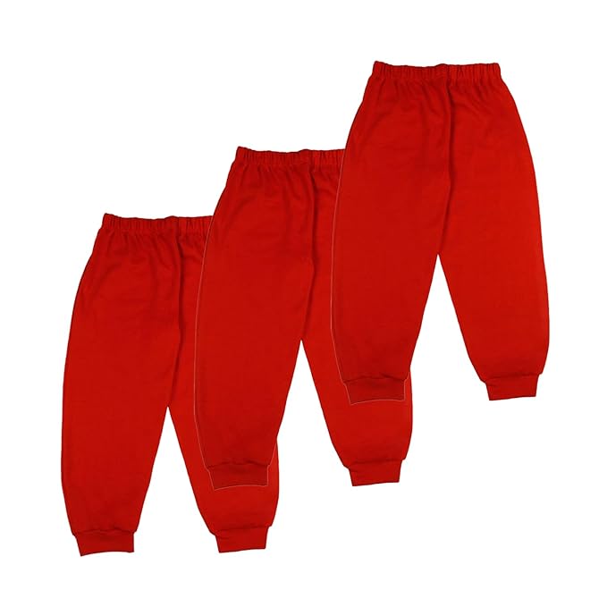 Sakuya Kids Track Pants for Boys & Girls (RED) - 100% Cotton Regular Fit Daily Use Pants | Comfortable & Easy to Wear Trendy Nightwear | Stretchable Pants - Pack of 3, Sleepwear