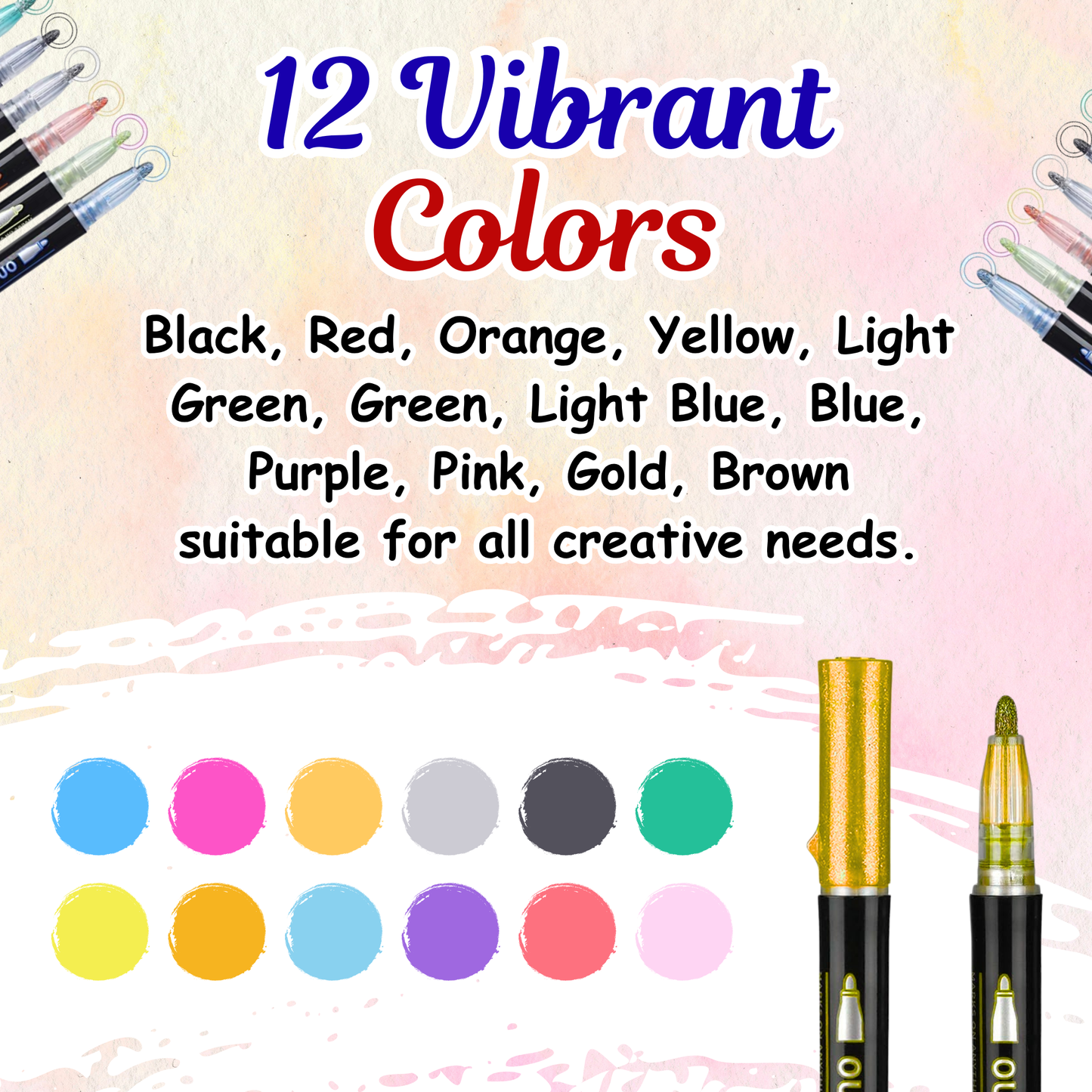 Sakuya Double Line Metallic Outline Marker Pens for Journaling, Scrapbooking, Doodles, Hand Lettering, DIY Crafts with Vibrant Colored Borders and Smooth Glitter Finish | School and Office Supplies