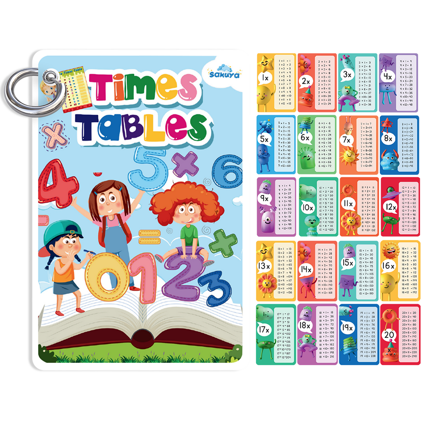 Sakuya Multiplication Chart for Kids | Fun, Colorful & Easy-to-Read Math Learning Tool with Tables 1-20, Waterproof & Durable for Home, School & Classroom Use