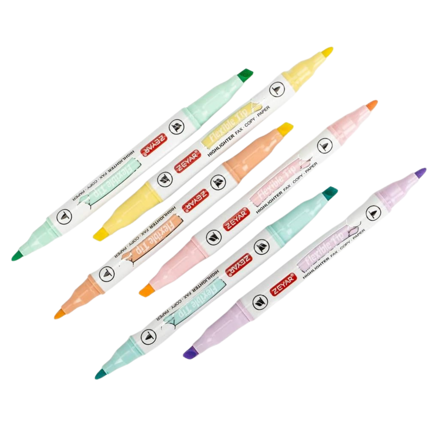 Sakuya Dual Tip Highlighter Pens with Chisel and Fine Bullet Tip for Journaling, School, Study Notes, Scrapbooks, Color Coding, Smooth Writing, and Creative Outlining | School and Office Supplies