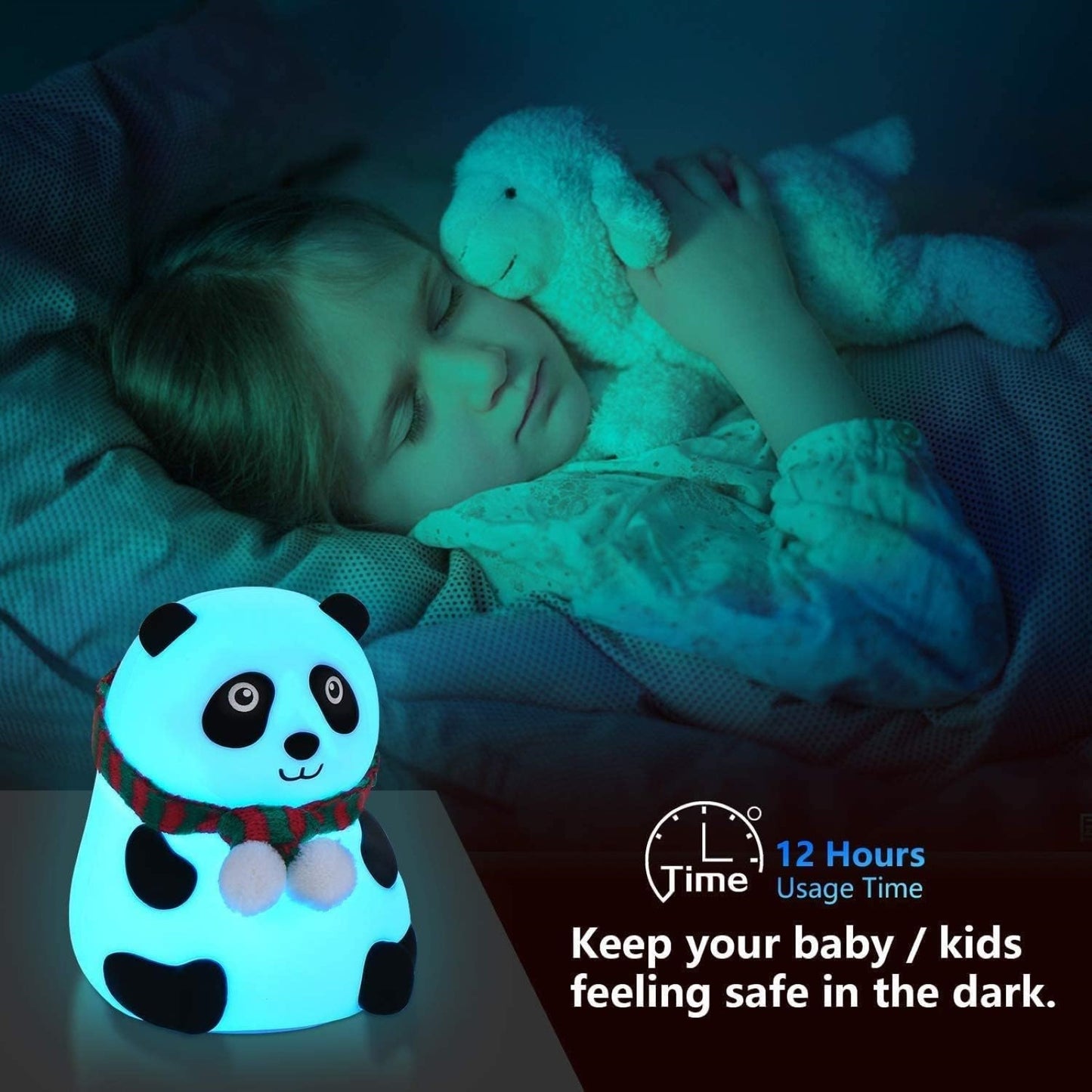 Panda Lamp - Cute Panda Silicone Night Lamp for Kids, Rechargeable Night Light for Bedroom, Animal Lamp for Kids Room, Soft Silicone Cute Lamps, Panda Gifts for Girls and Boys