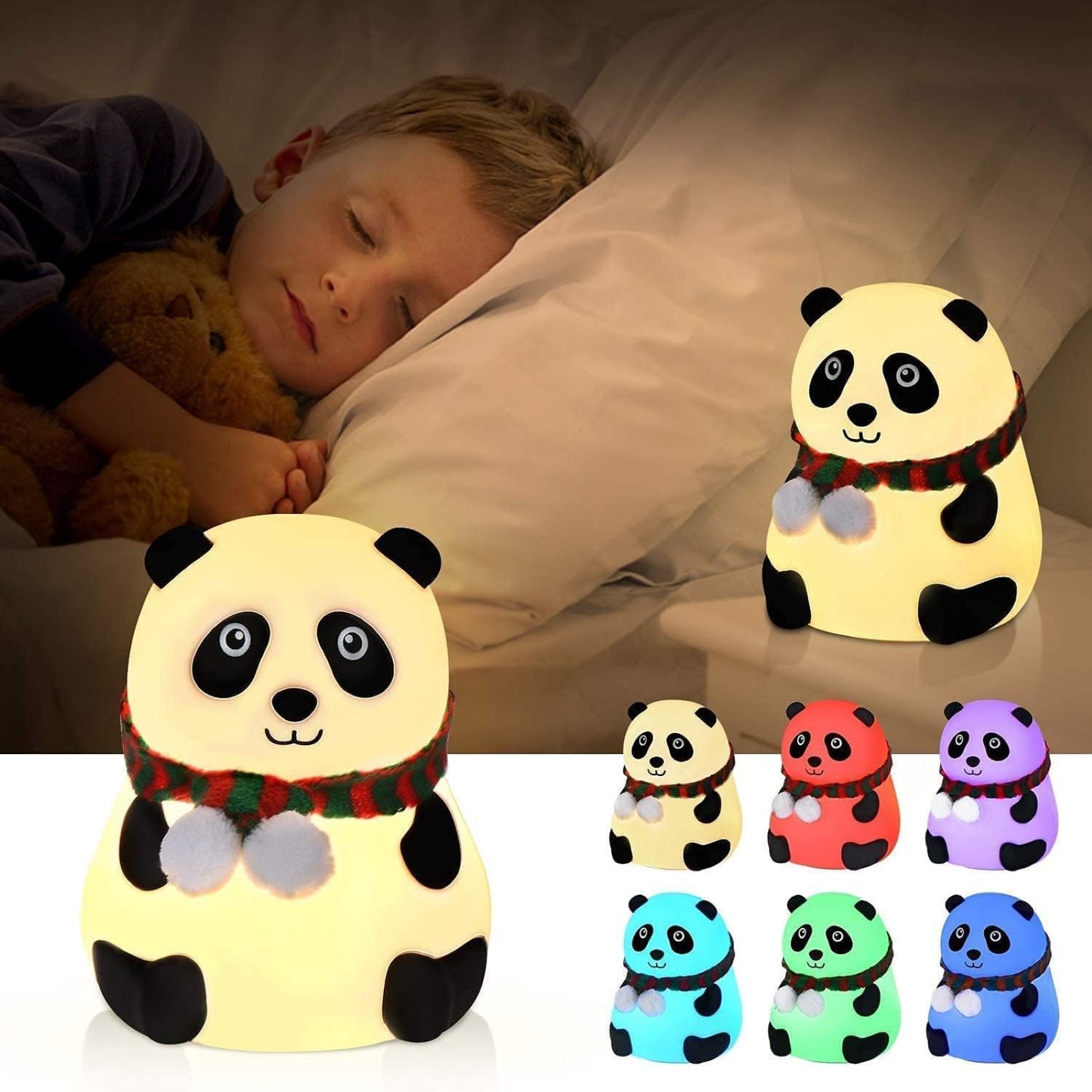 Panda Lamp - Cute Panda Silicone Night Lamp for Kids, Rechargeable Night Light for Bedroom, Animal Lamp for Kids Room, Soft Silicone Cute Lamps, Panda Gifts for Girls and Boys