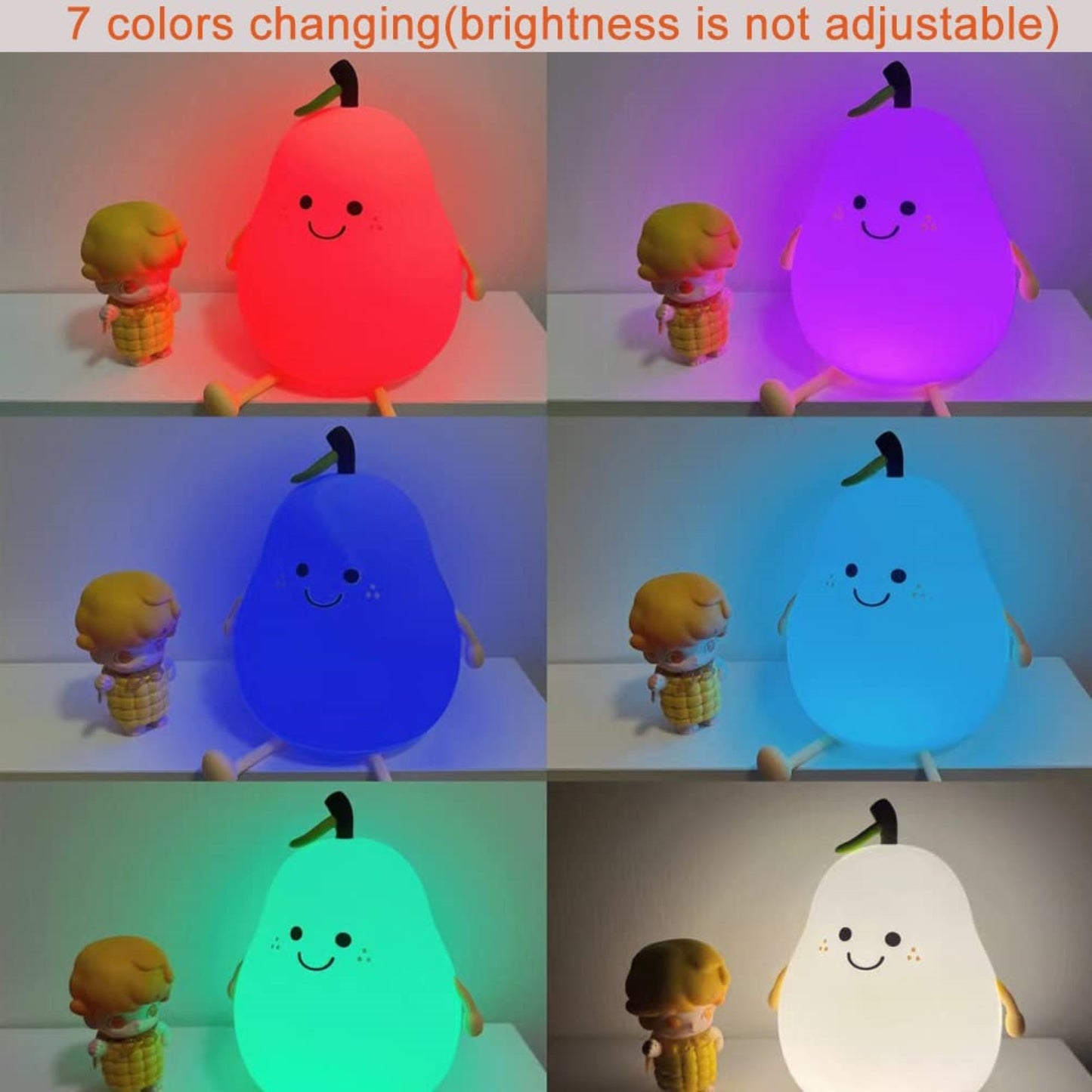 Pear Lamp - Cute Pear Silicone Night Lamp for Kids, Rechargeable Night Light for Bedroom, Aesthetic Lamp for Kids Room, Soft Silicone Cute Lamps, Pear Gifts for Girls and Boys