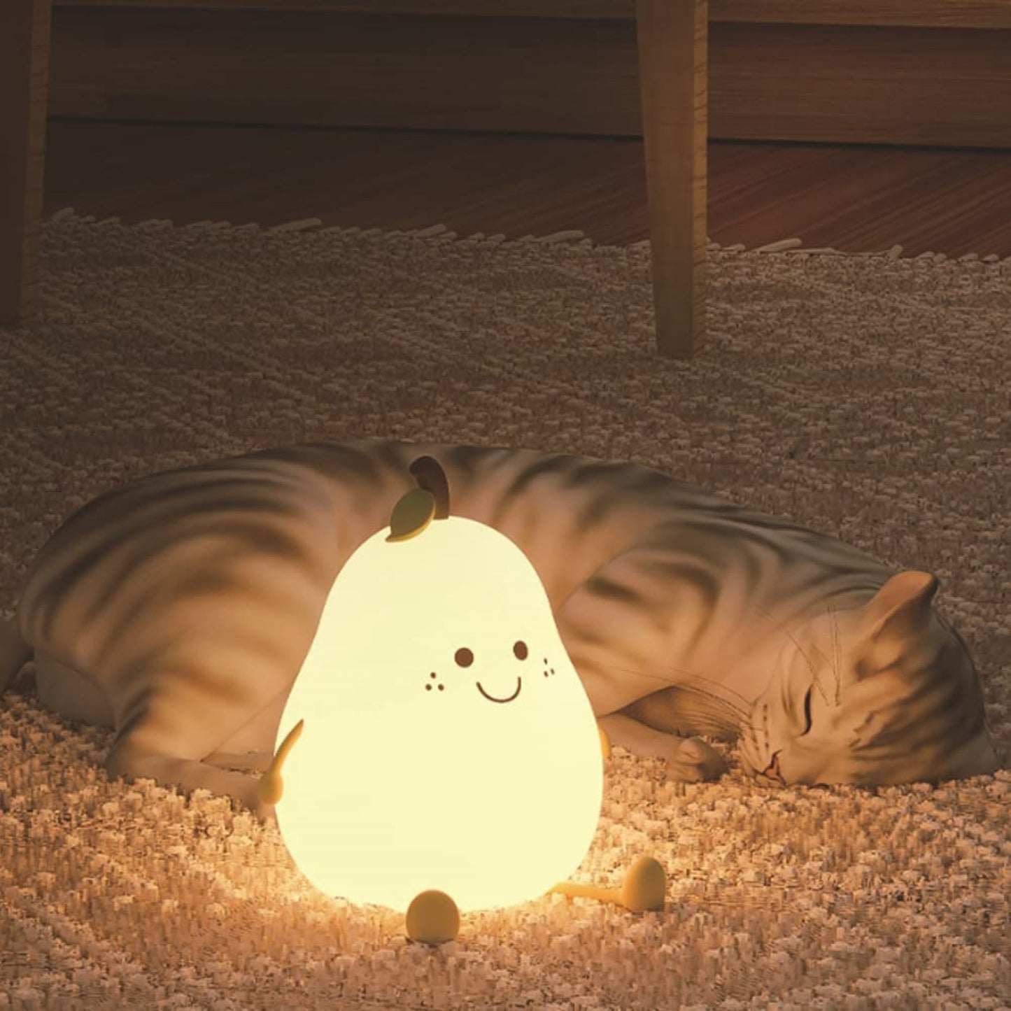 Pear Lamp - Cute Pear Silicone Night Lamp for Kids, Rechargeable Night Light for Bedroom, Aesthetic Lamp for Kids Room, Soft Silicone Cute Lamps, Pear Gifts for Girls and Boys